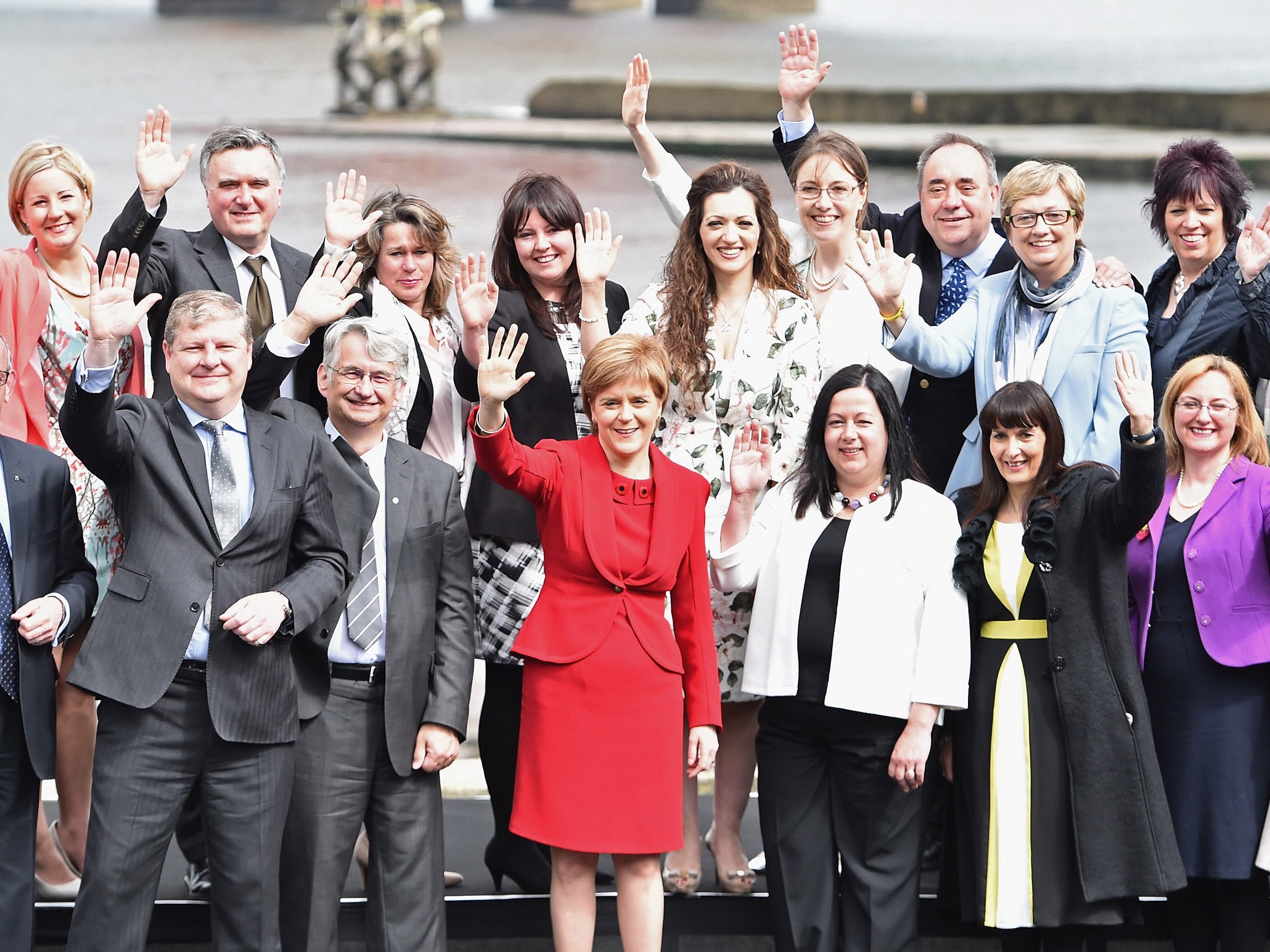 SNP leader Nicola Sturgeon with some of the new MPs