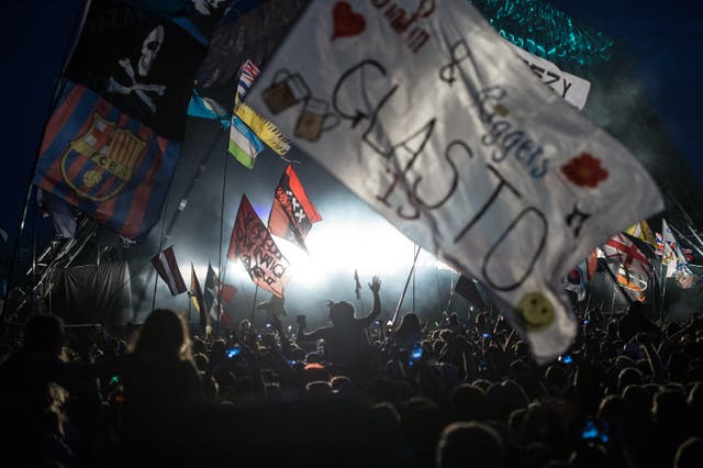 The crowd at Glastonbury enjoying an evening of entertainment