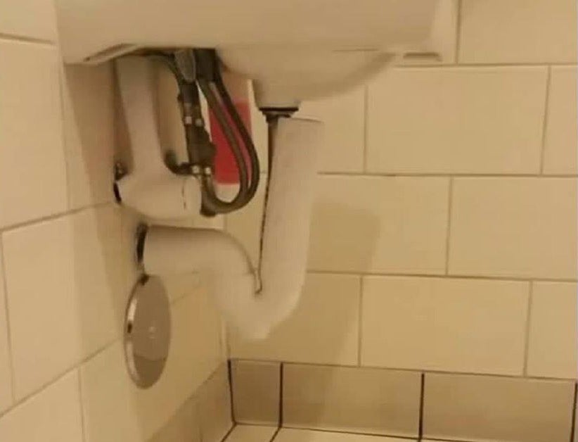 A photograph of the sink where the camera was hidden