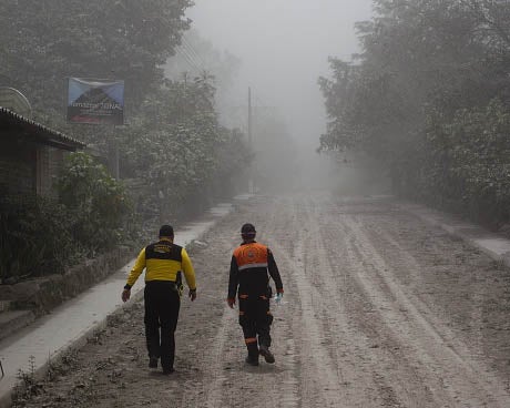 The village of Yerbabuena at the foot of the Colima volcano in Mexico