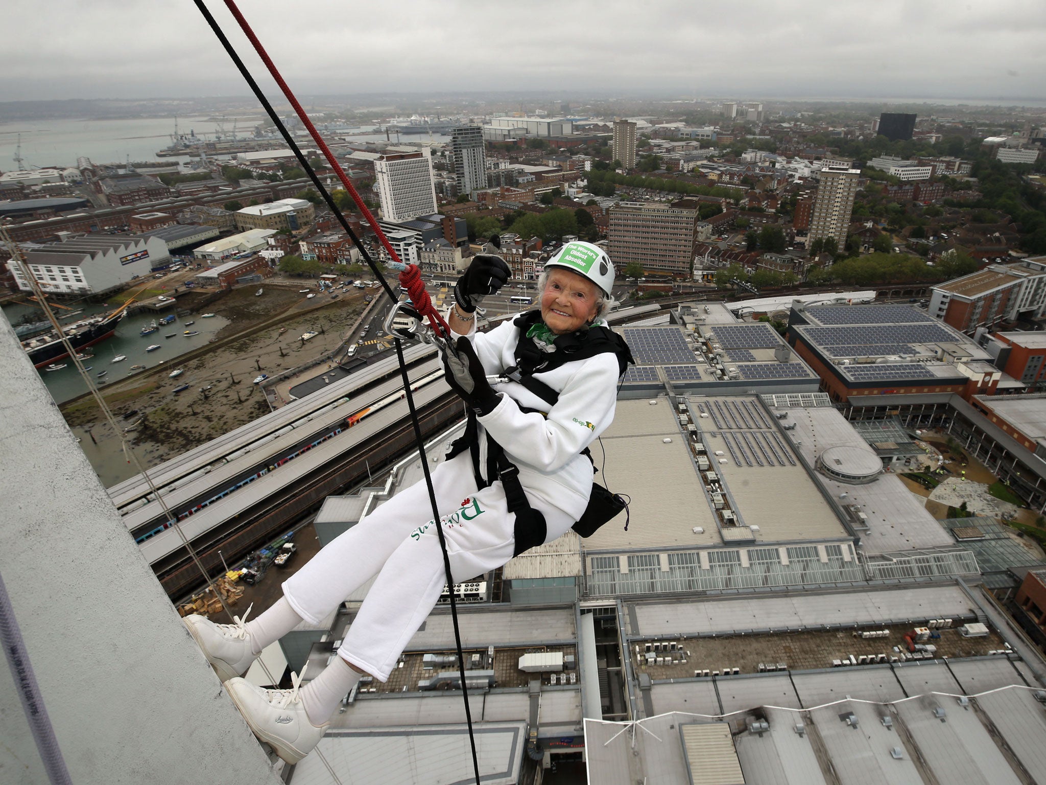 Doris Long as she makes her 94m descent