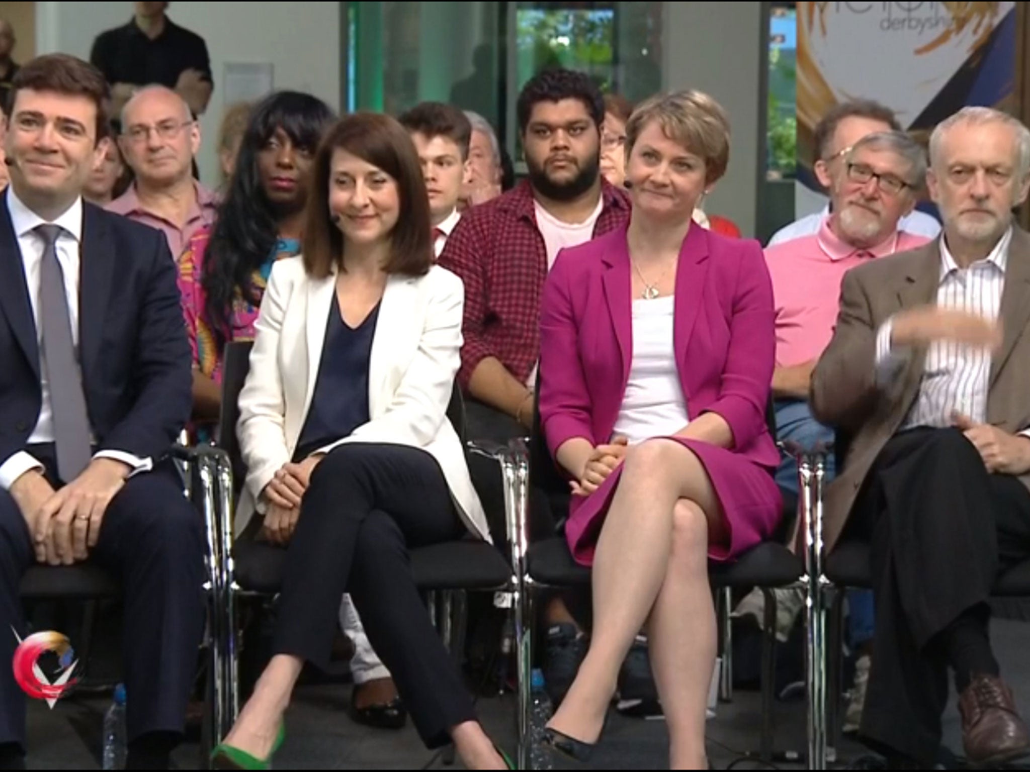 Jeremy Corbyn with the other Labour leadership candidates, Andy Burnham, Liz Kendall and Yvette Cooper