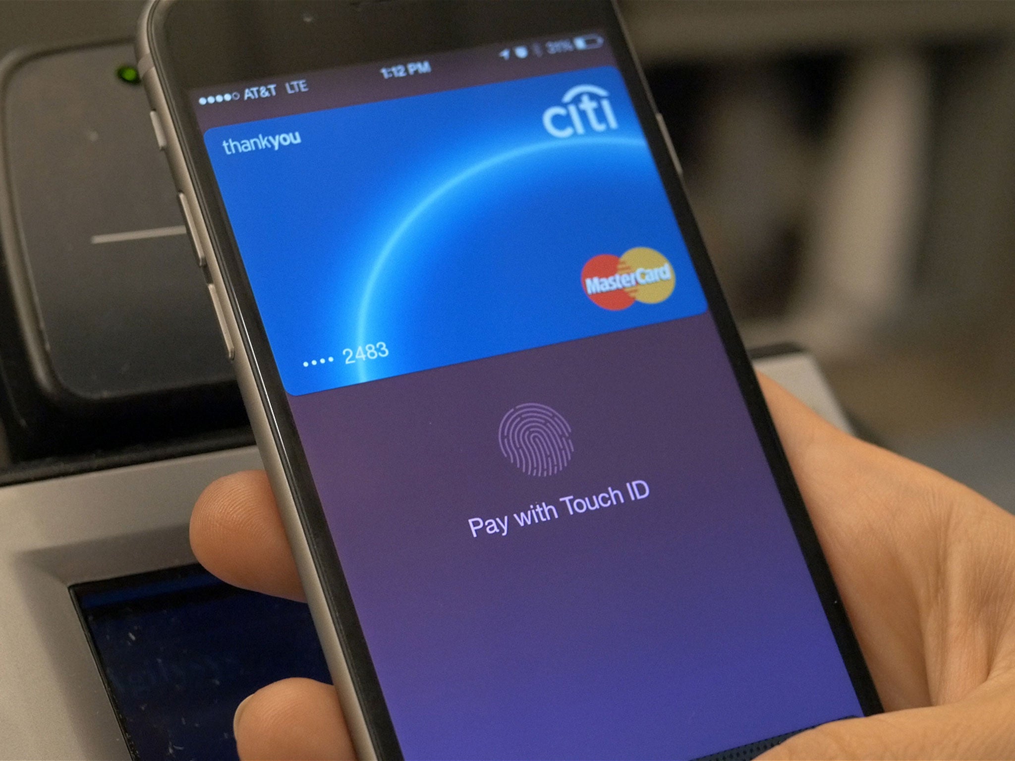 An added security measure with Apple Pay requires the user to touch the fingerprint scanner