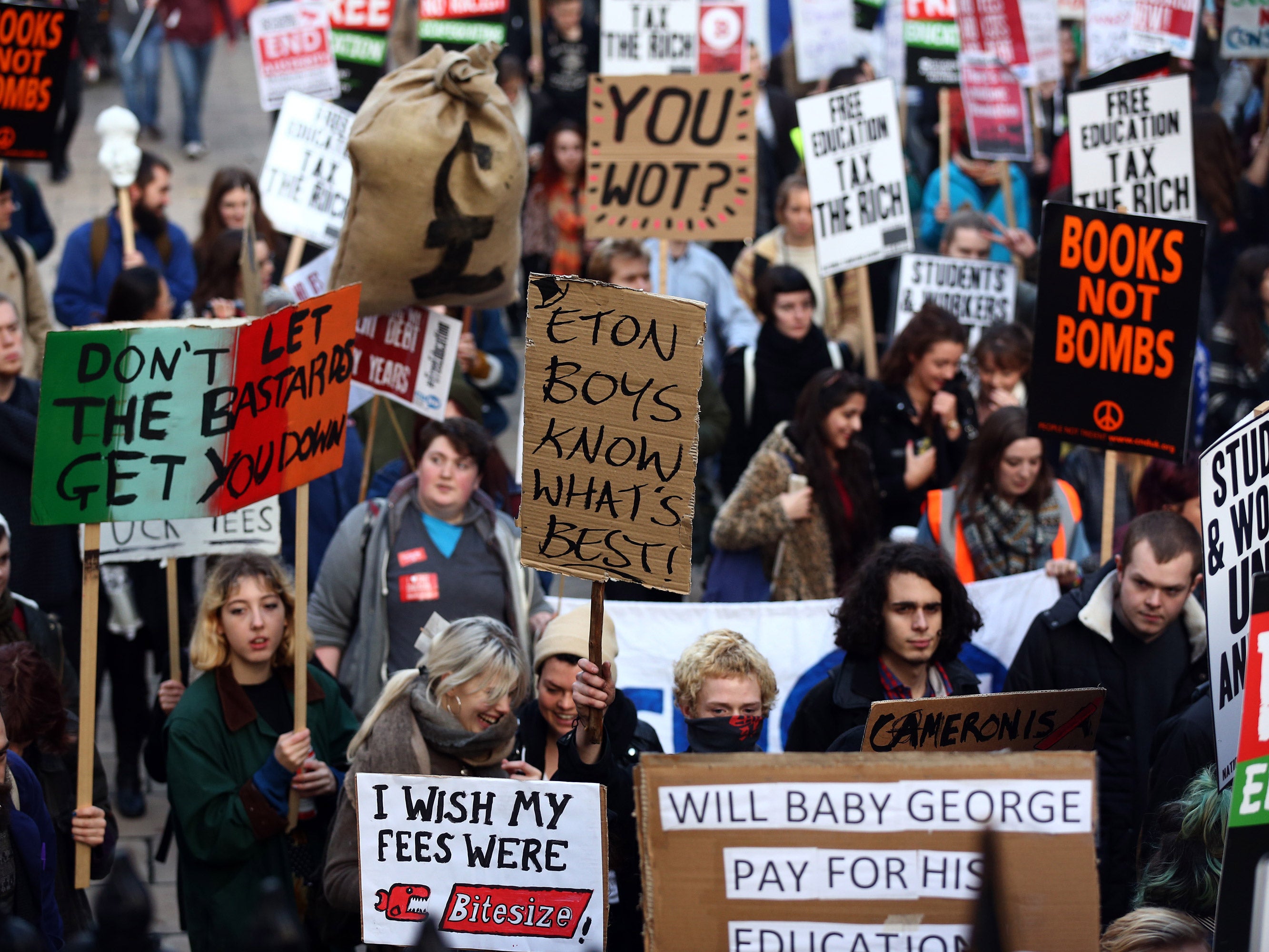 Students marching for free education in London