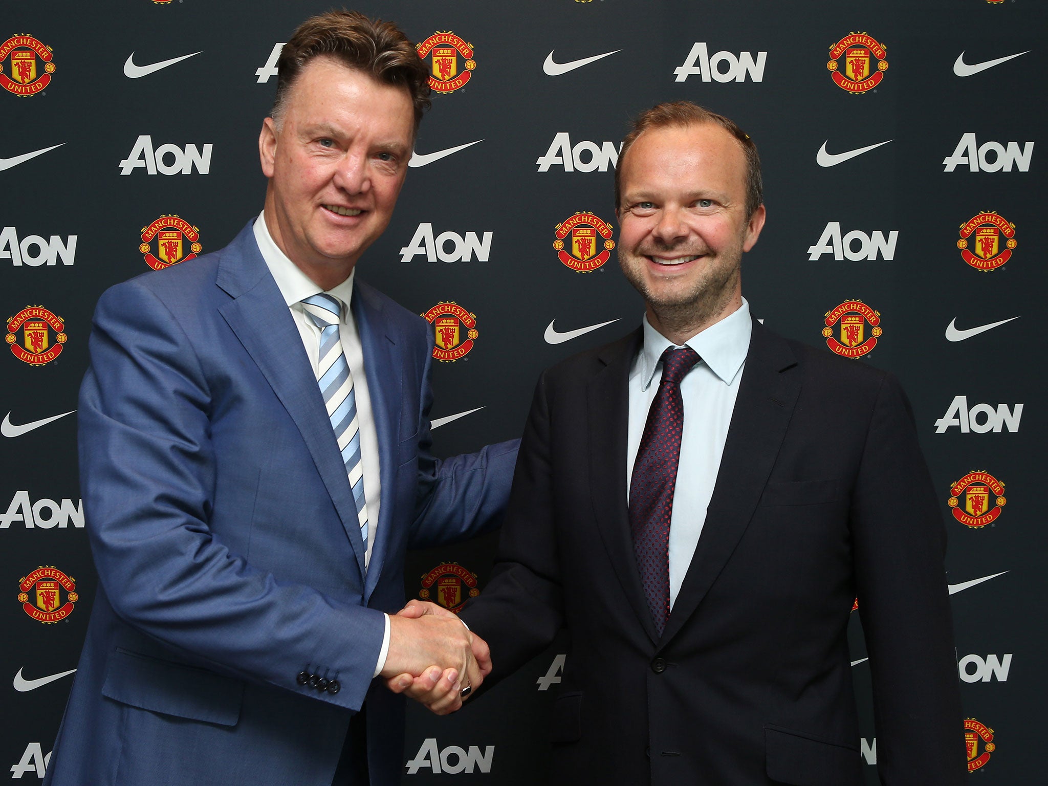 Louis van Gaal alongside Ed Woodward