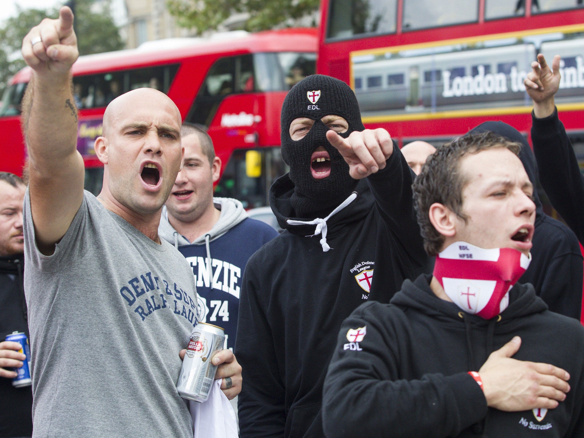 EDL supporters take part in a demonstration in London in 2013