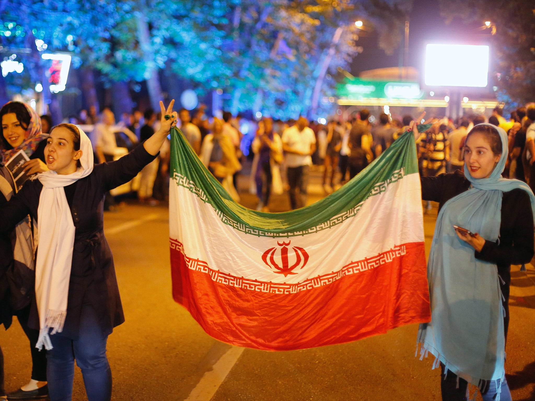 Iranians celebrate in the streets of Tehran