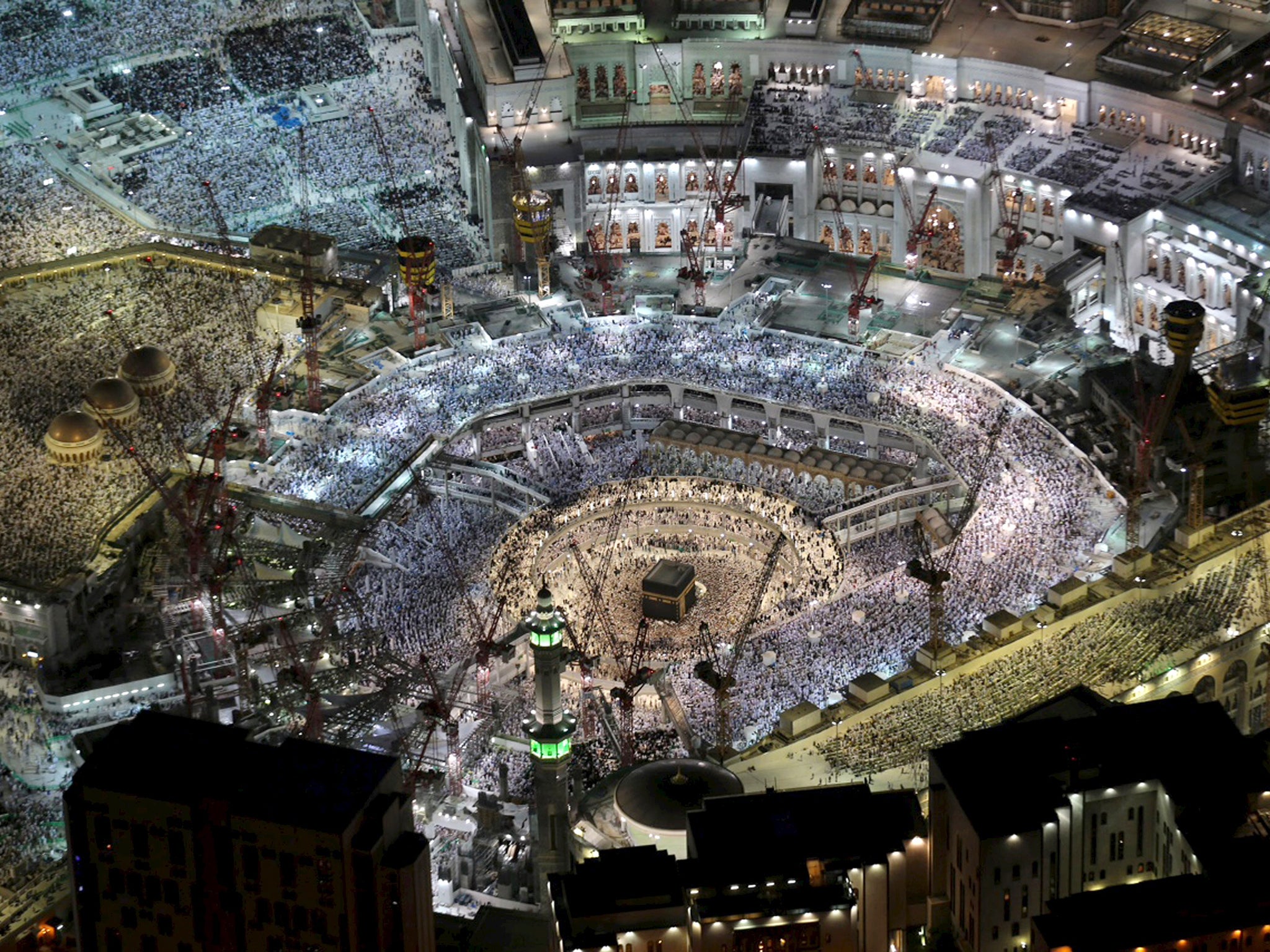 Muslim worshippers praying at the Grand mosque on Lailat al-Qadr, or Night of Power, on which the Koran was revealed to Prophet Mohammad by Allah