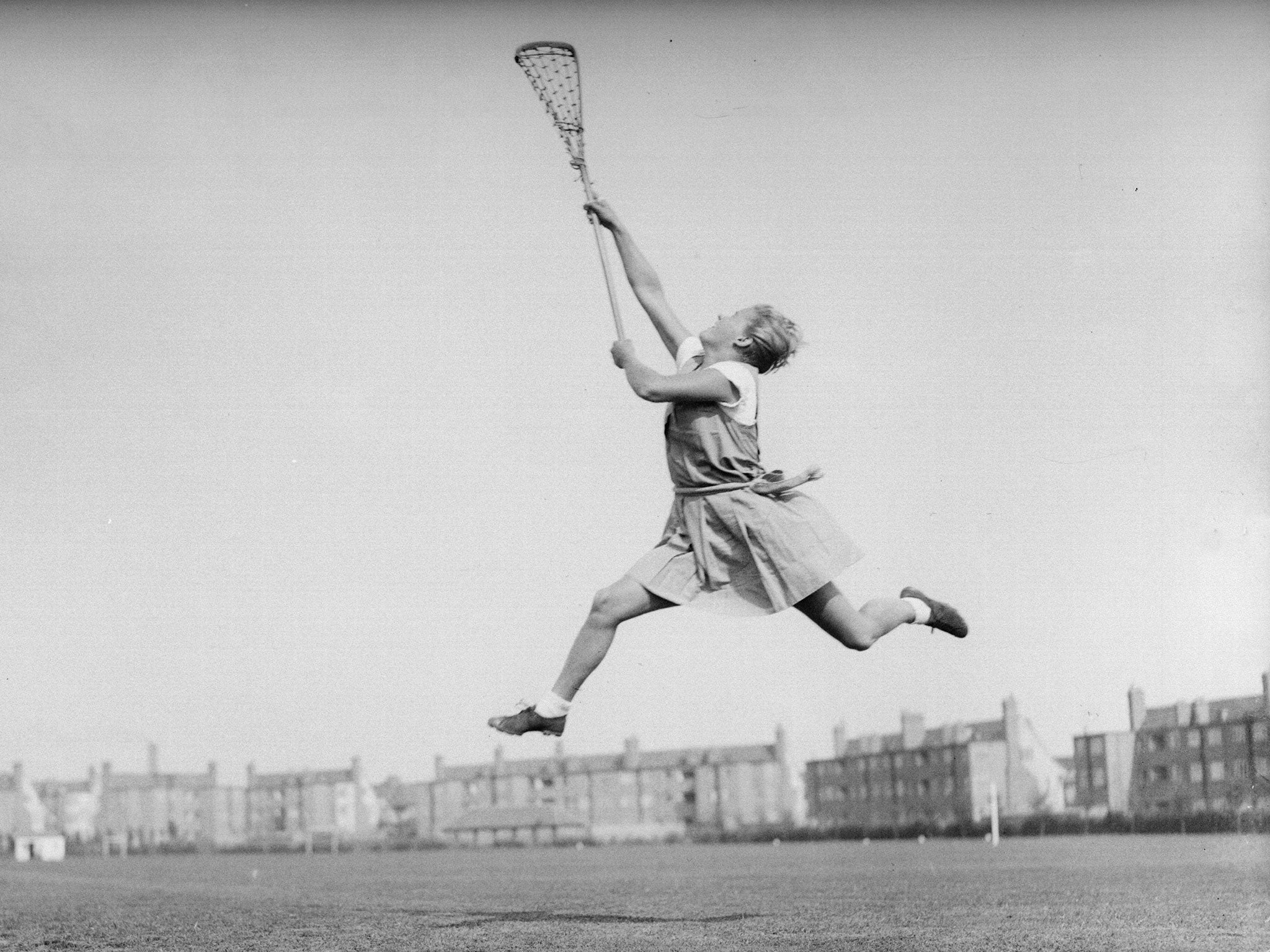 A female lacrosse player in 1935