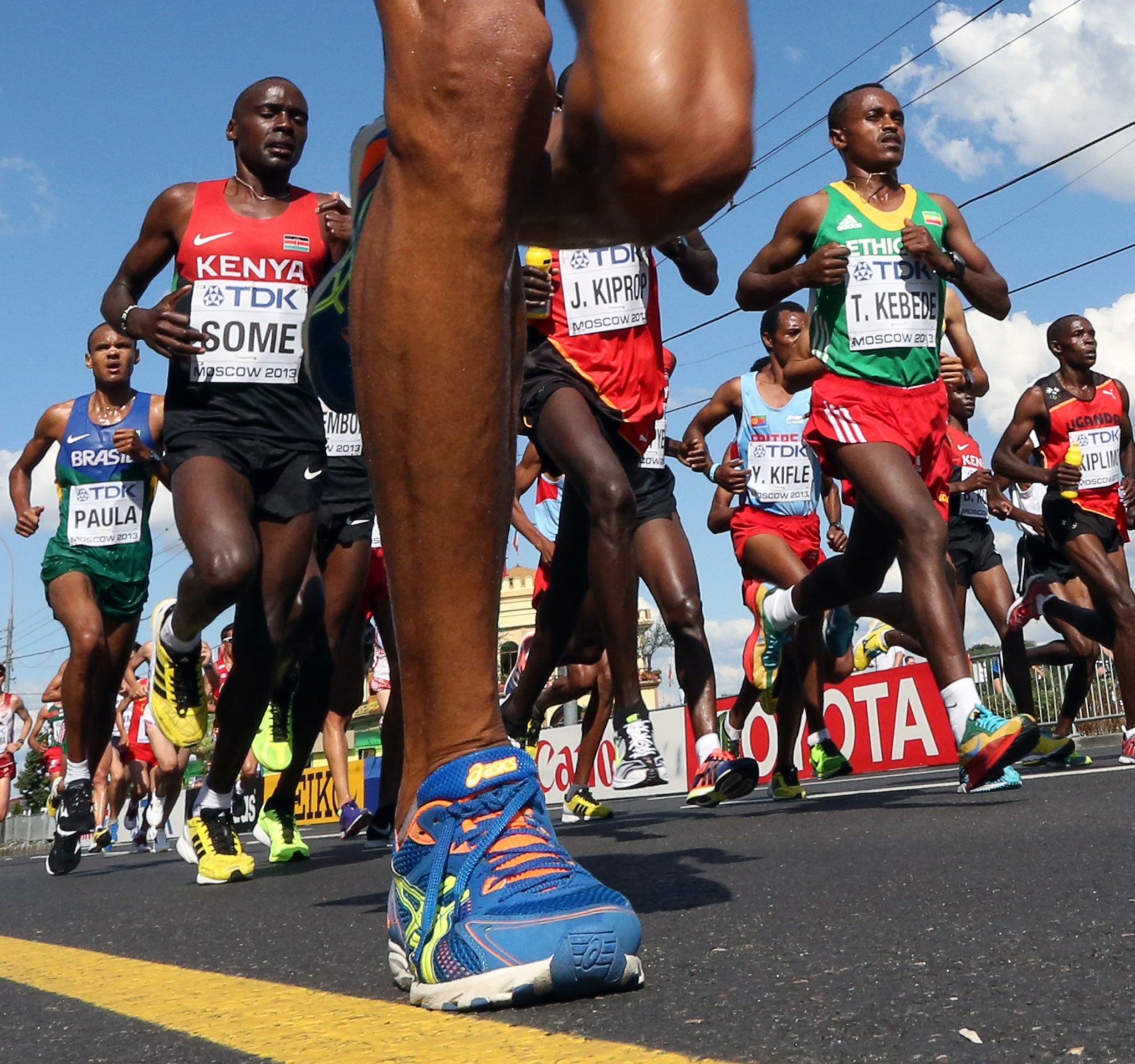 Superhuman effort: Kenya's Peter Kimeli Some runs through Red Square during a race in Moscow, 2013