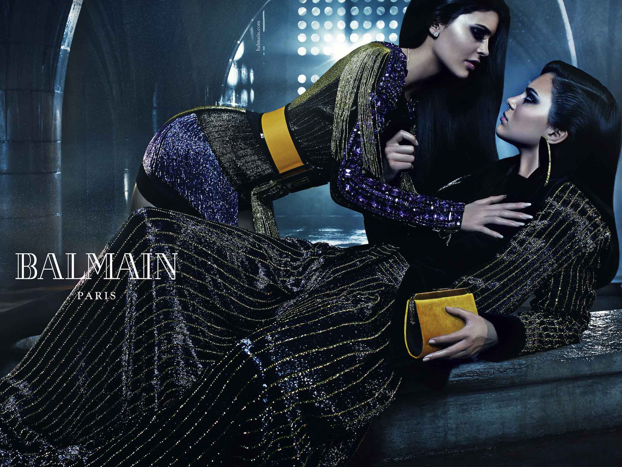 Kylie and Kendall Jenner in a Balmain campaing featuring famous sisters