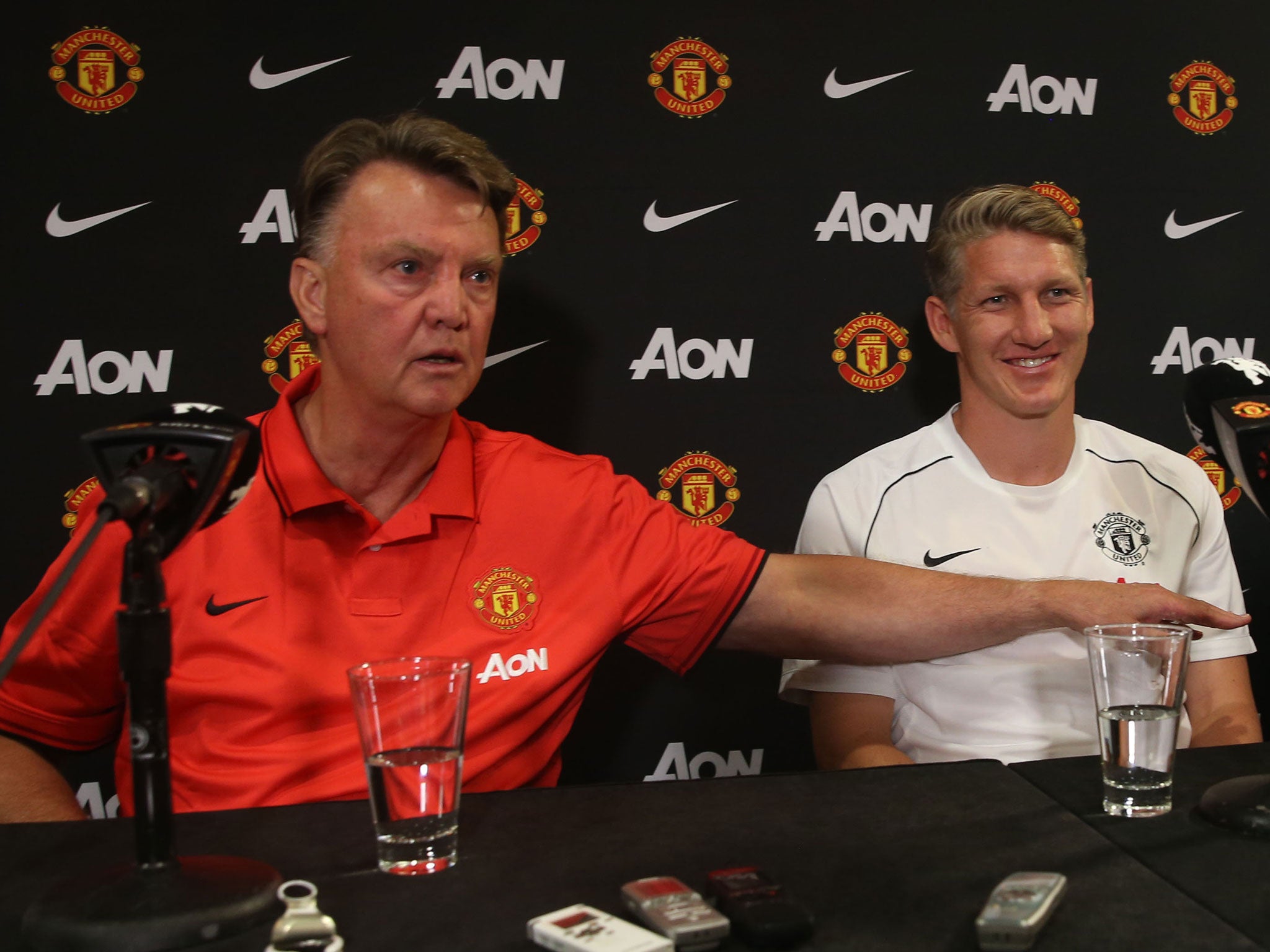 Louis van Gaal with Bastian Schweinsteiger