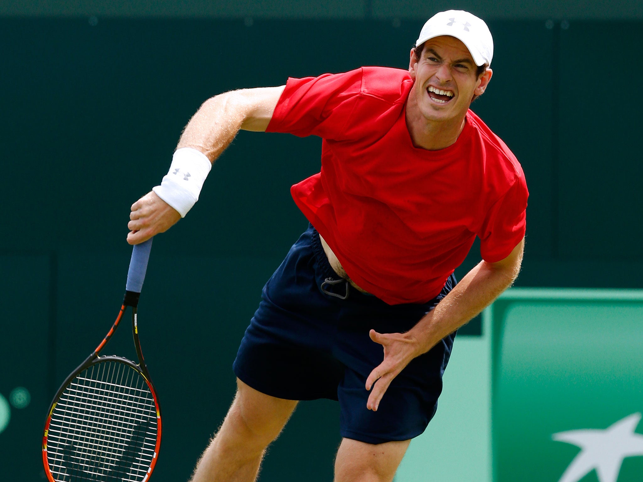 Andy Murray practises at Queen’s ahead of leading Britain’s Davis Cup challenge