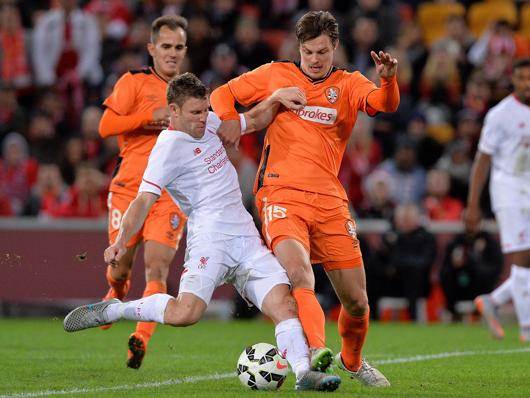 James Milner scores for Liverpool against Brisbane Roar