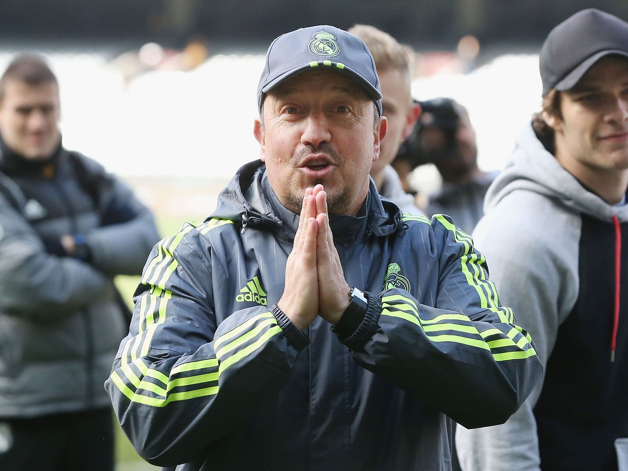 Real Madrid manager Rafael Benitez during an open training session