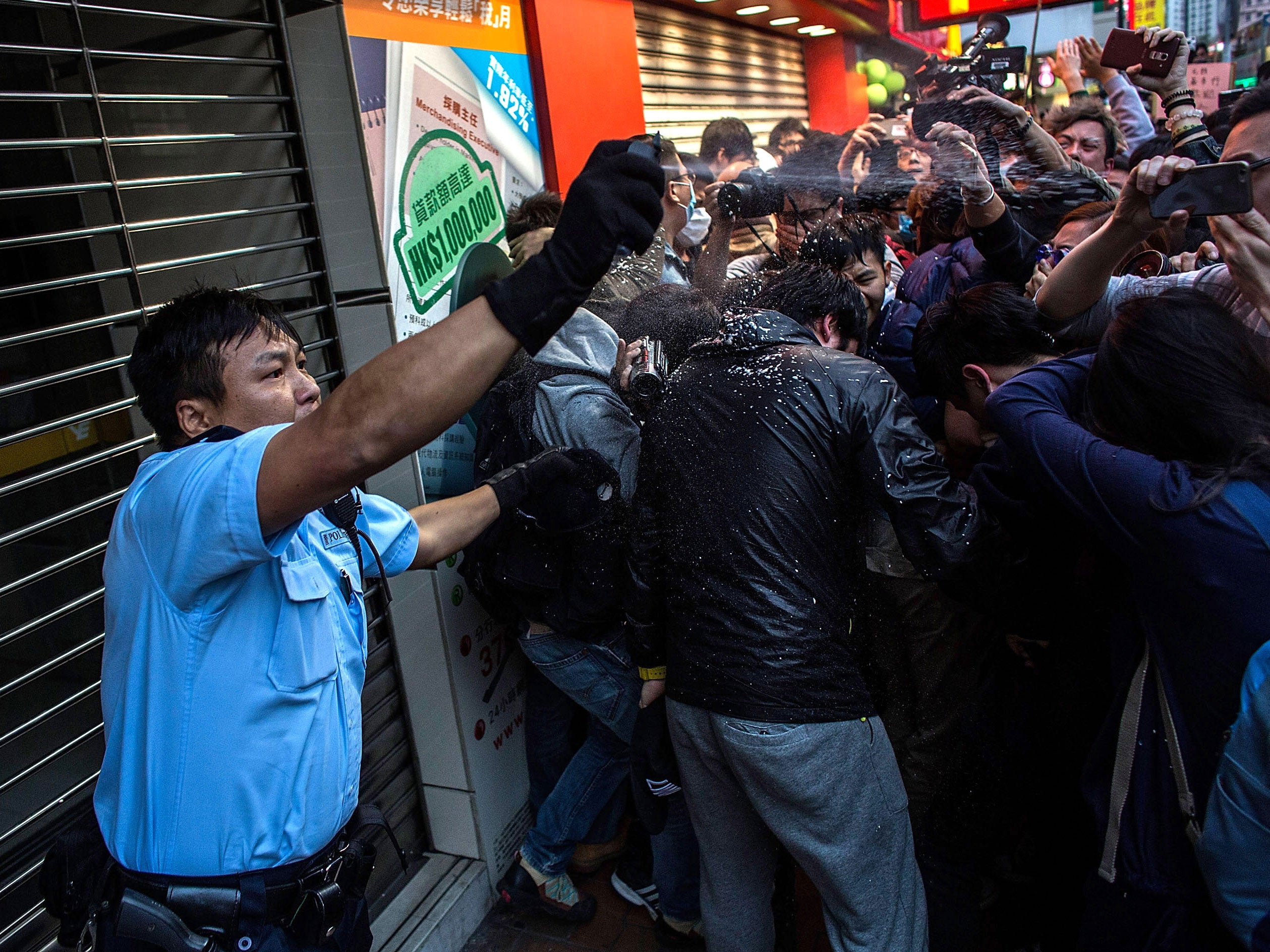 Scene from the protest in Hong Kong where Lai-ying was accused of assaulting a police officer