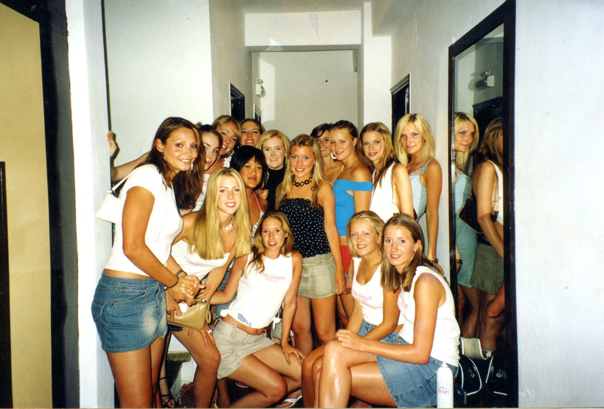 Kate Wills (back row, second from left) with 14 schoolfriends in Malia