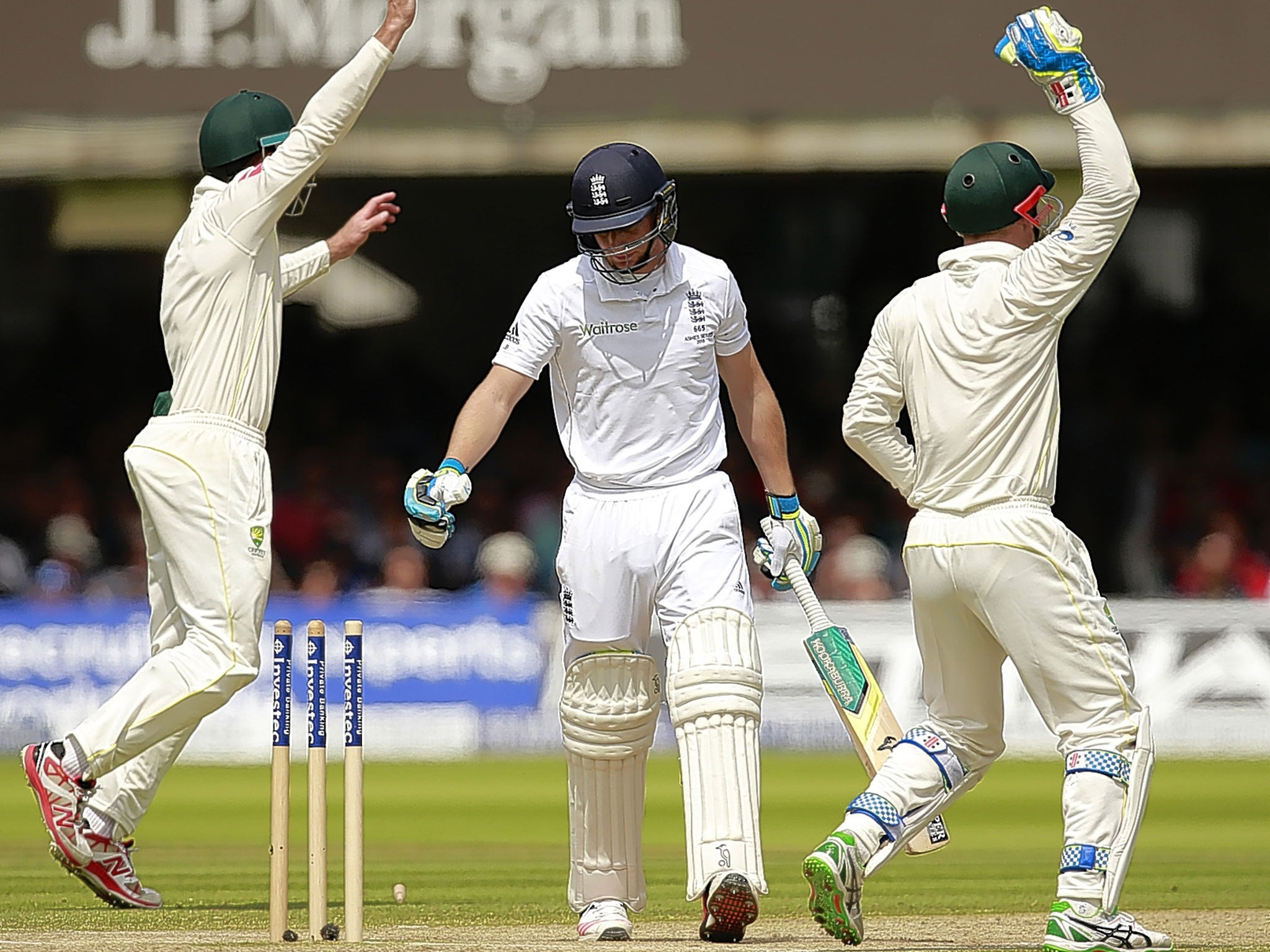 Jos Buttler walks after Peter Nevill’s catch