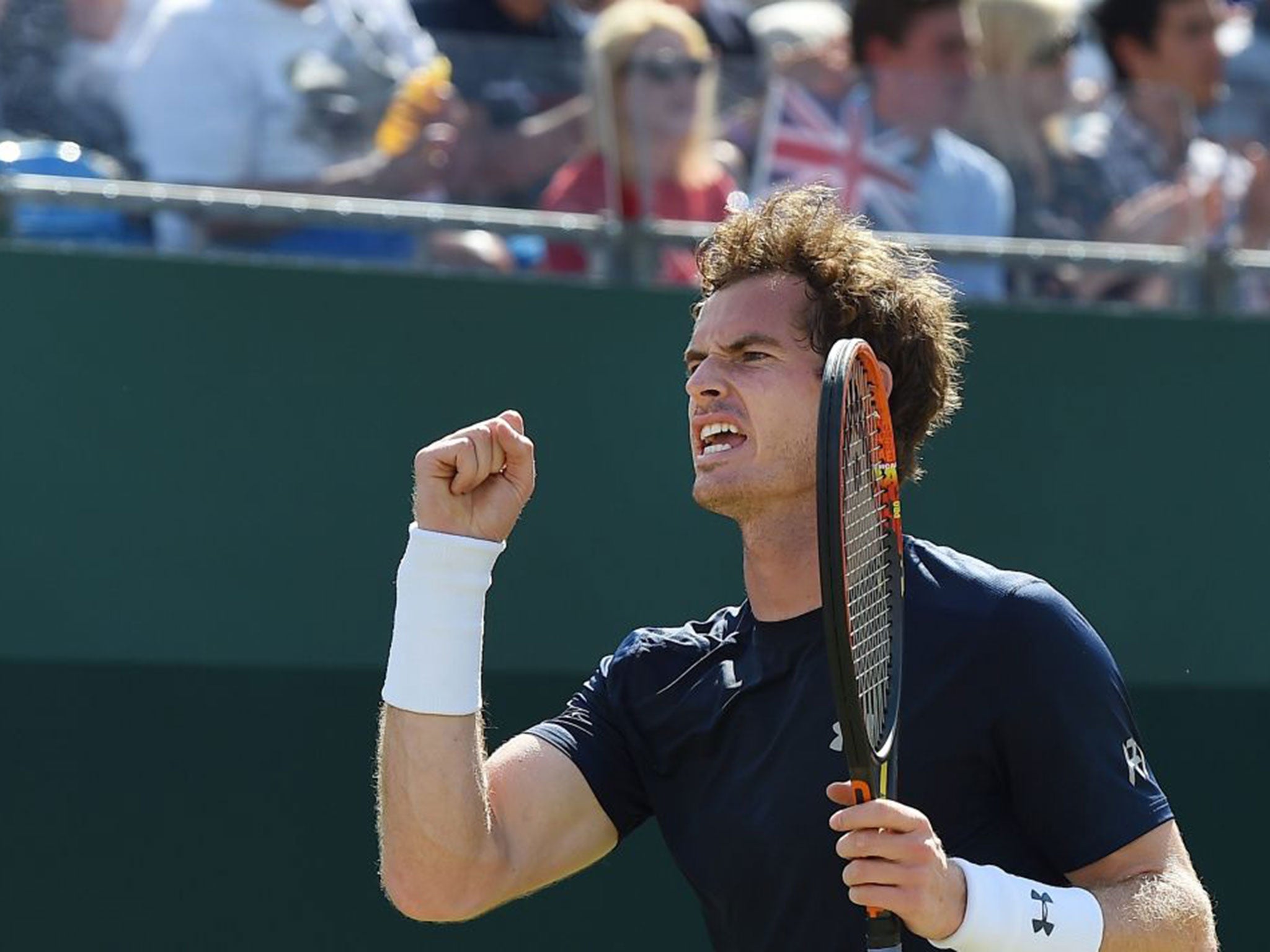 Andy Murray on his way to victory at the Davis Cup