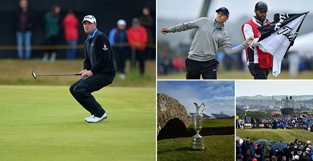 Marc Leishman, Jordan Spieth and Jason Day shoot for the Claret Jug