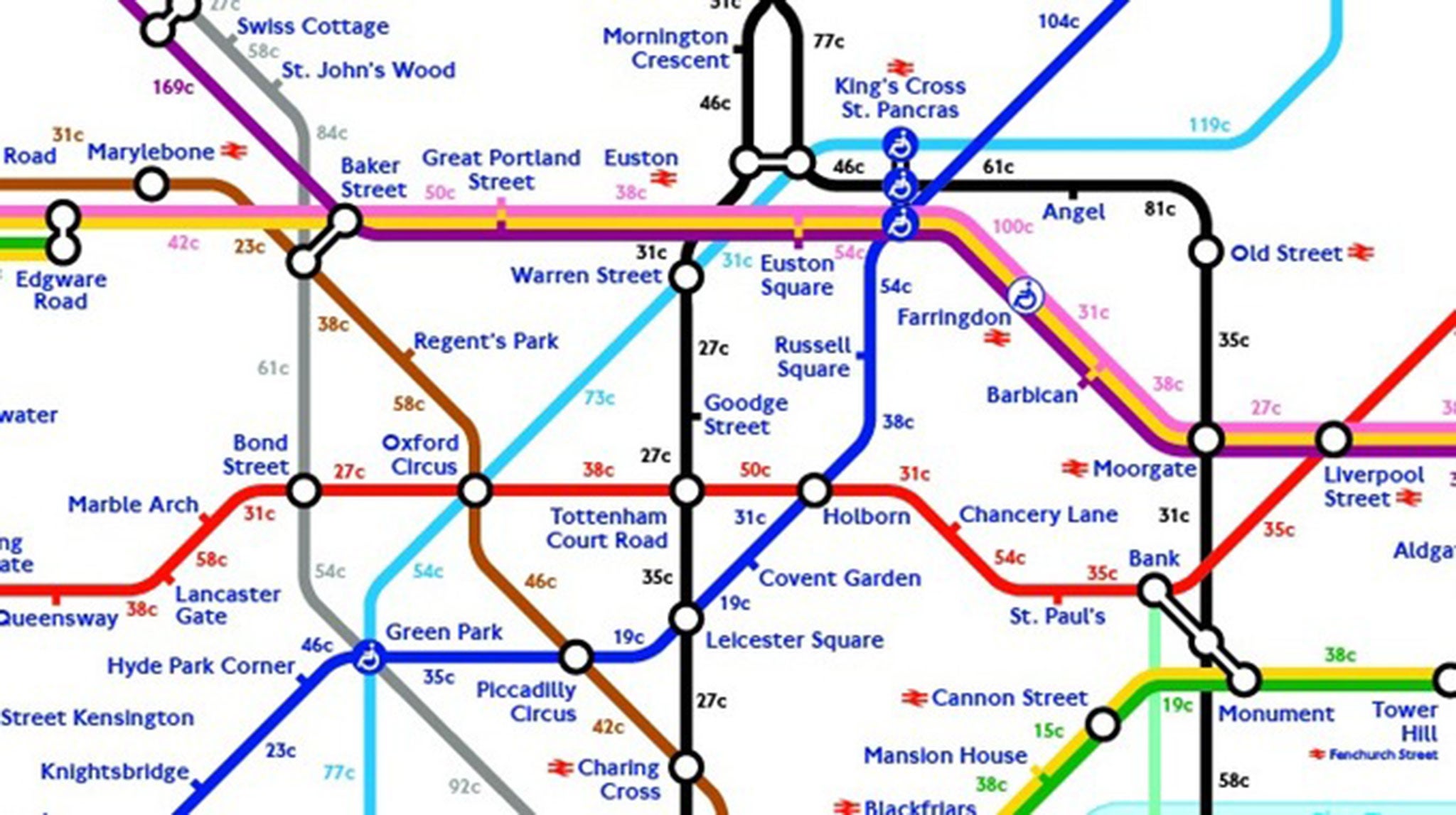 A map showing how many calories you can burn by walking