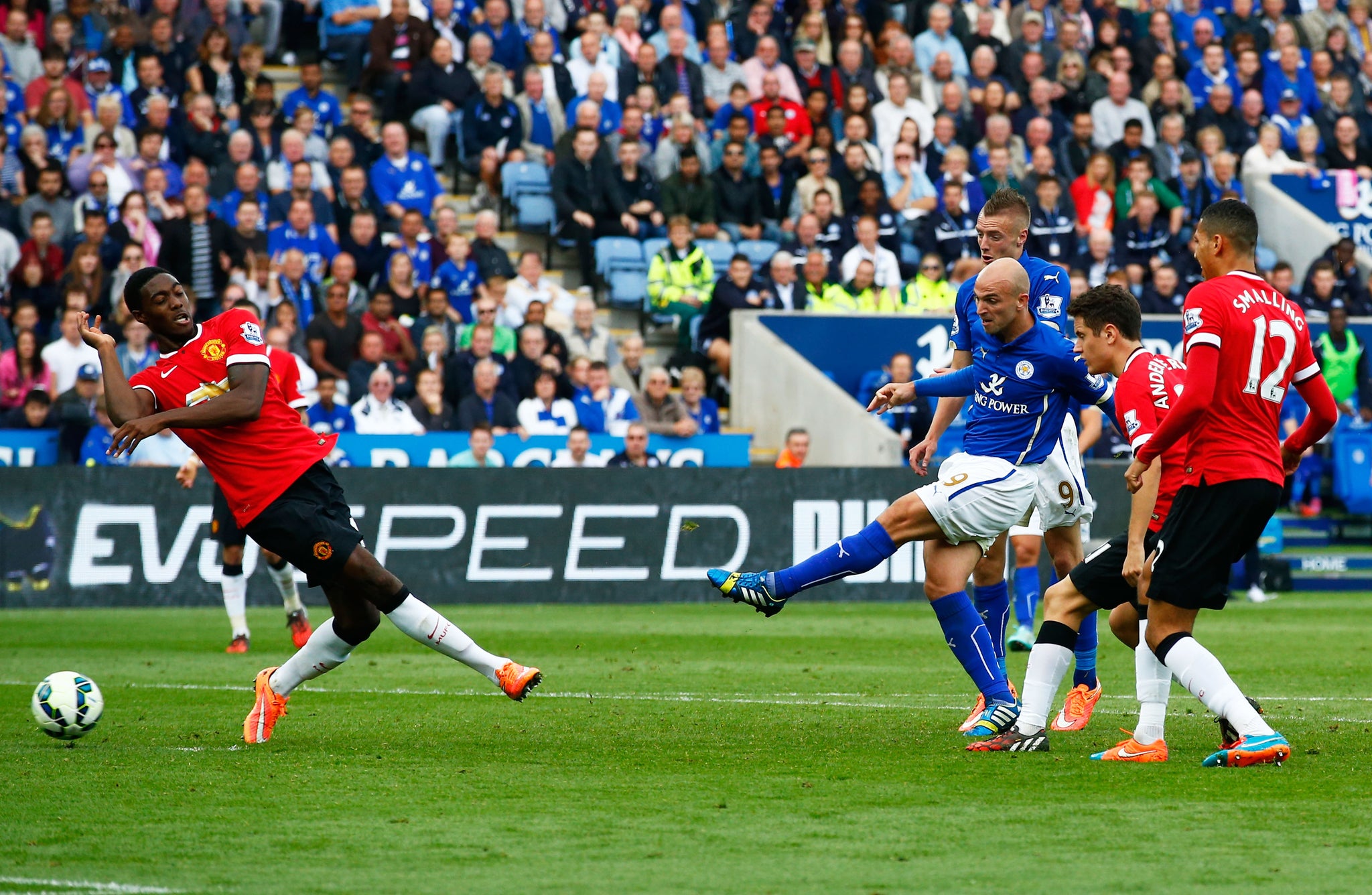 Esteban Cambiasso introduced himself to Leicester fans with a goal against Manchester United on his home debut