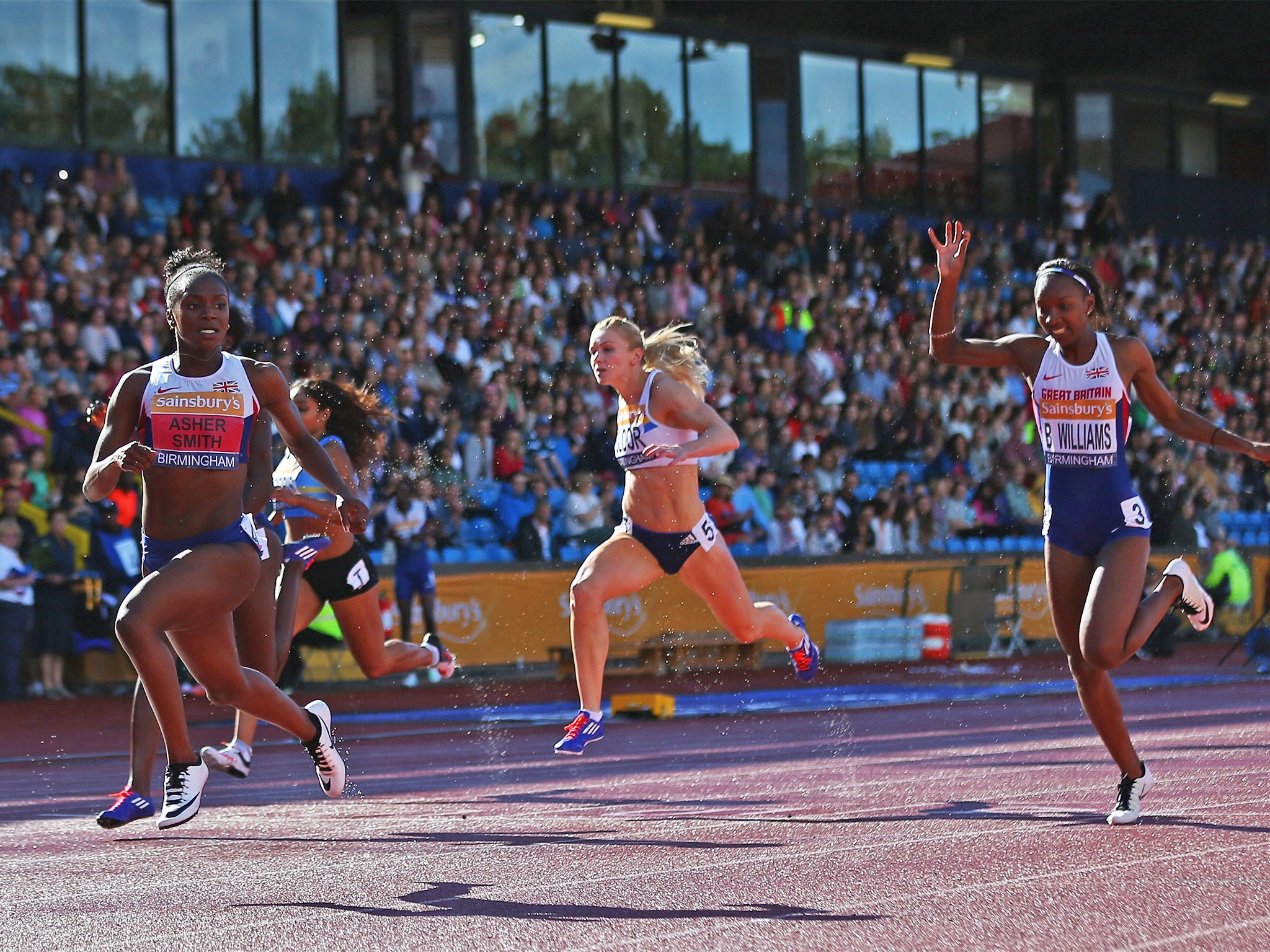 Asher-Smith winning the Women's 100m title at the British Championships in Birmingham earlier this month (Getty)