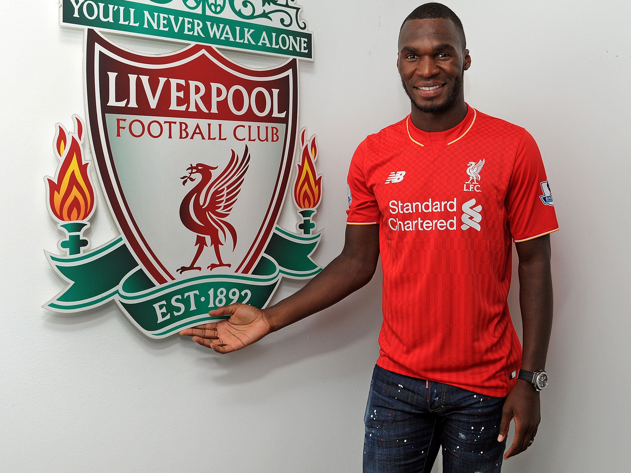 Christian Benteke after signing for Liverpool