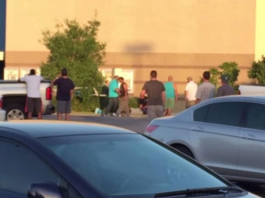 Footage showed an injured man being treated in the car park