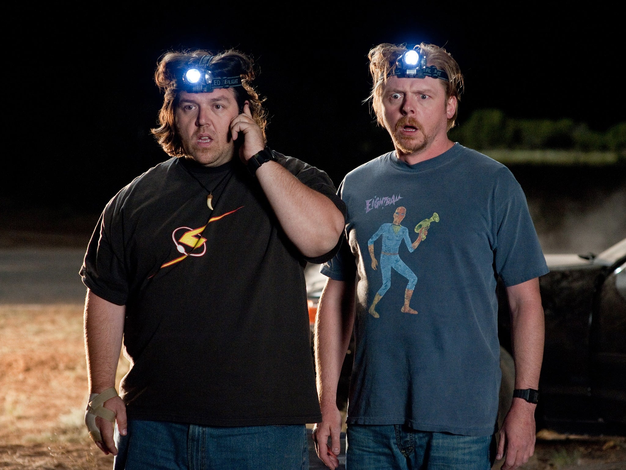 Nick Frost, left, and Simon Pegg are shown in the film "Paul."