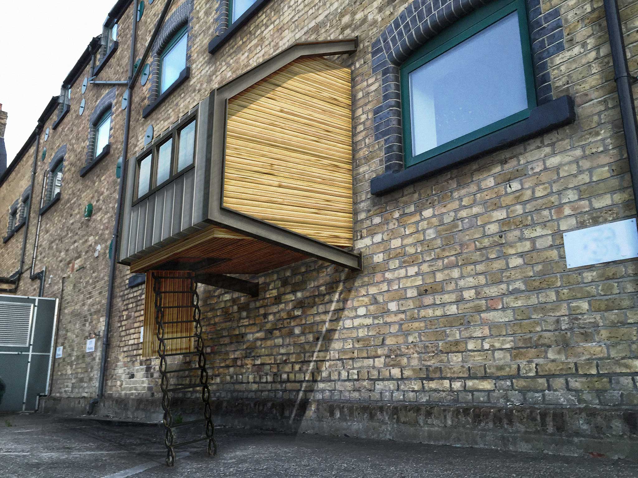 The shelter's are designed to attach to existing buildings above head height