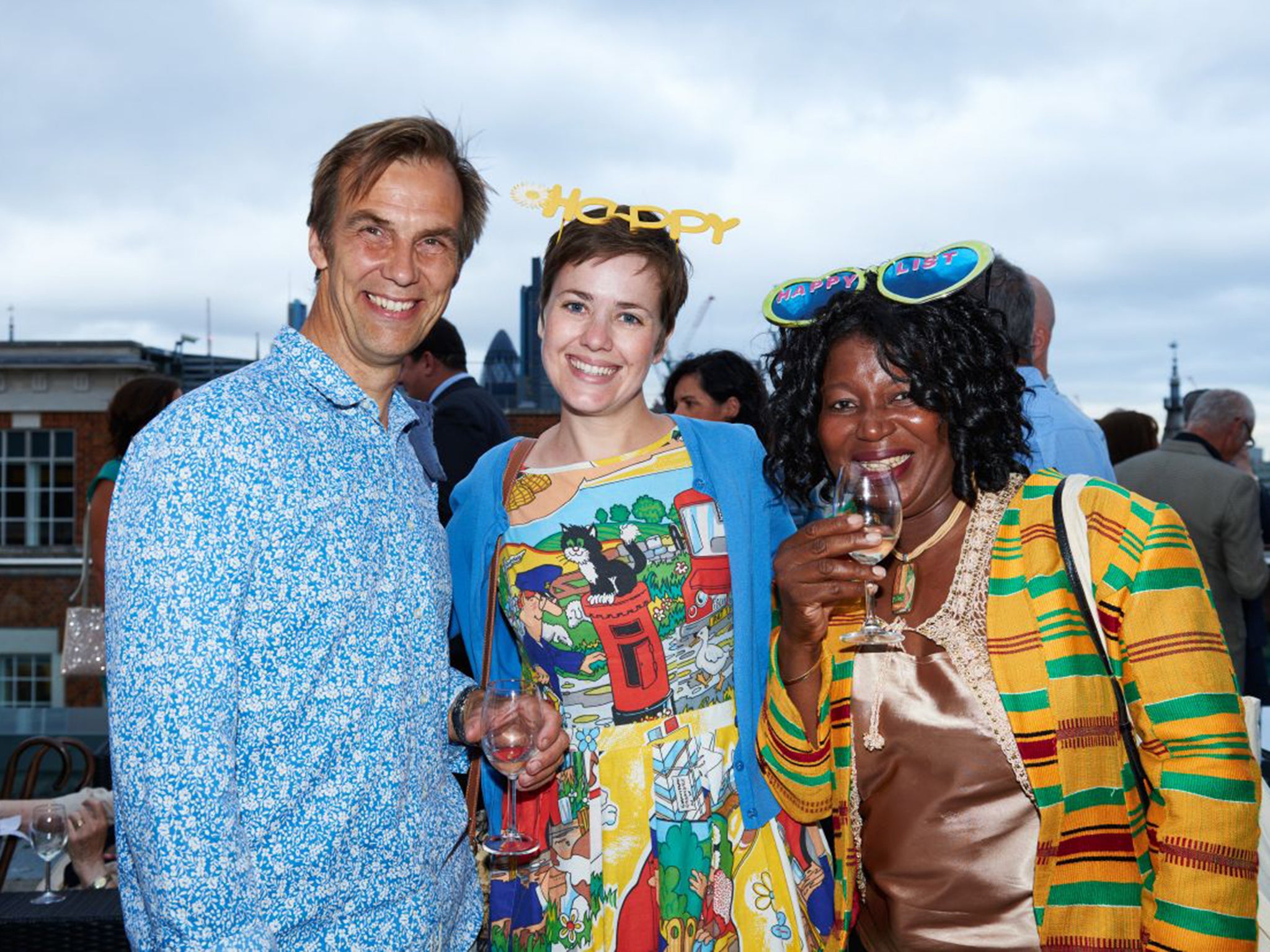 From left: Mike Zeidler, Amy Parker and Genny Jones at the Independent on Sunday Happy List 2015 party