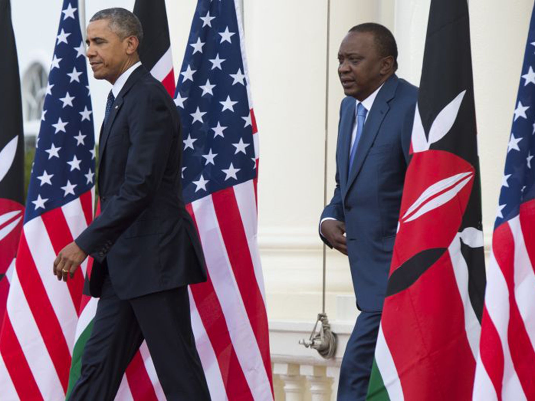 Presidents Obama and Kenyatta at a press conference on Saturday