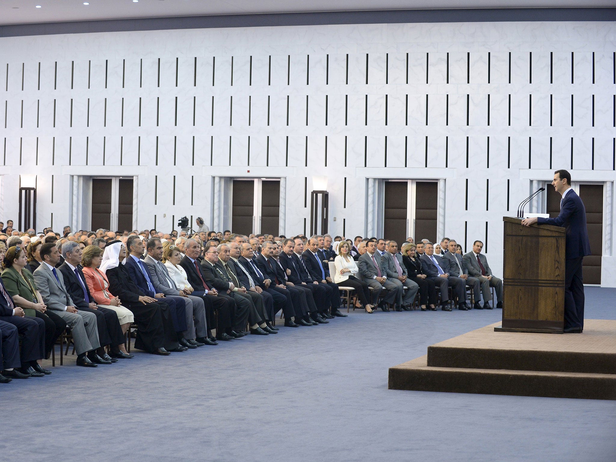 President Assad speaking in Damascus