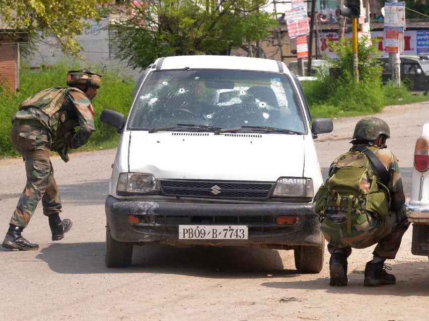 Soldiers from the Indian Army in the Gurdaspur district in Punjab where the attack took place