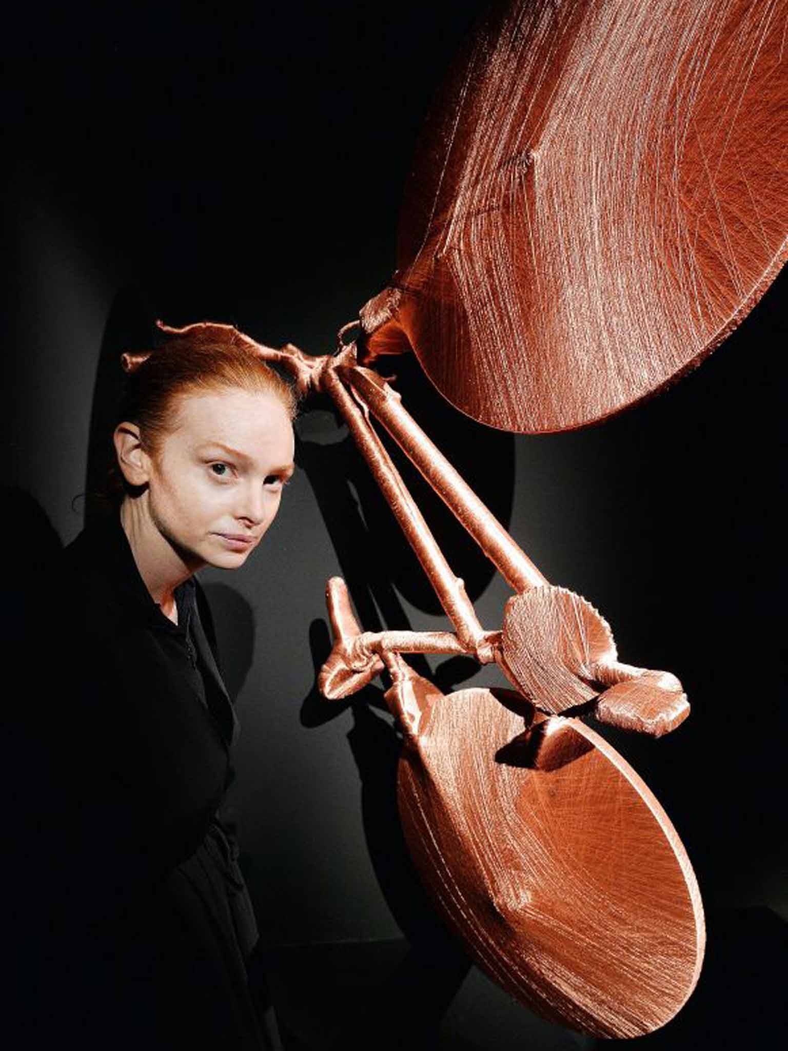 The artist with her copper 'Cycle'