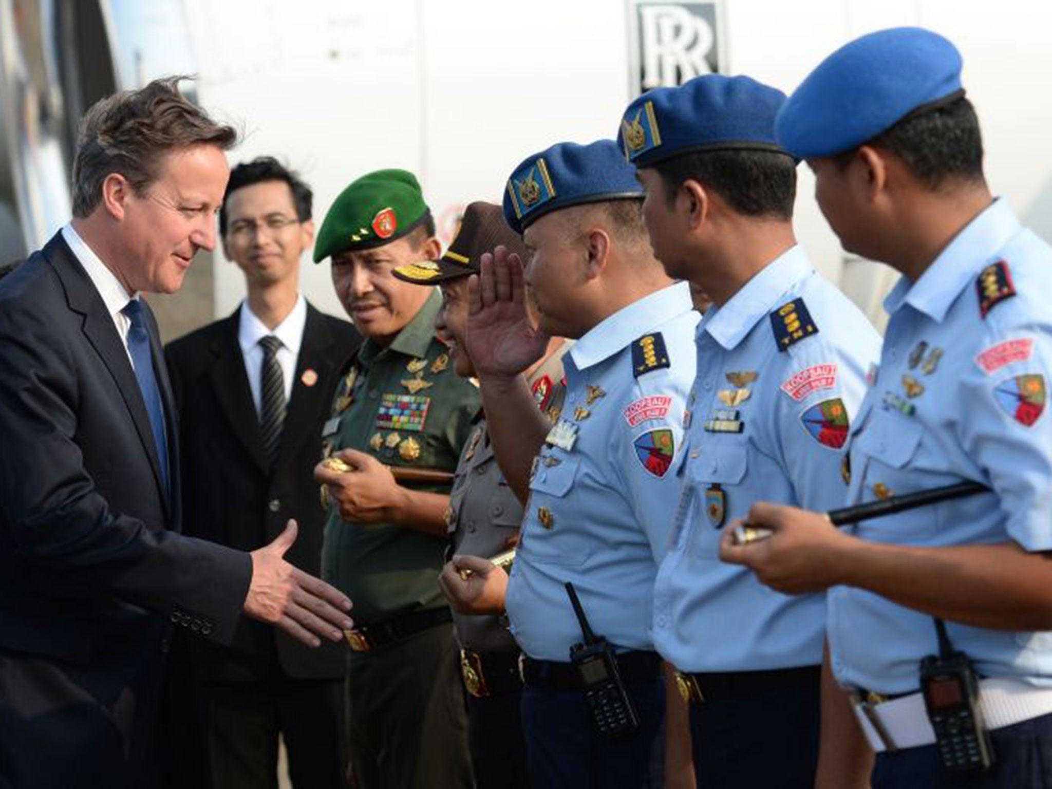 Prime Minister David Cameron arrives in Jakarta, Indonesia