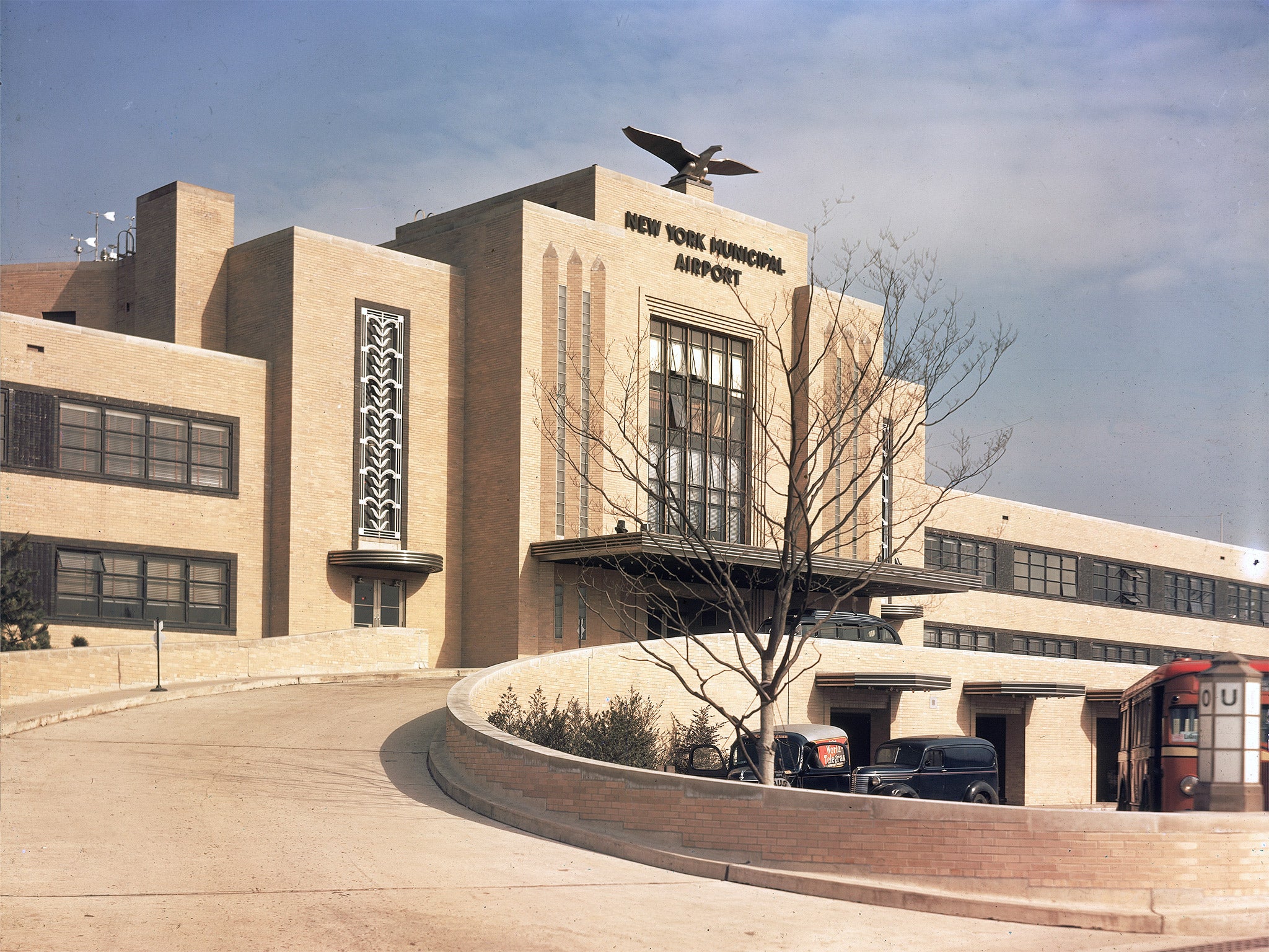 The original terminal building at New York Municipal Airport, renamed LaGuardia, circa 1940 (Getty)