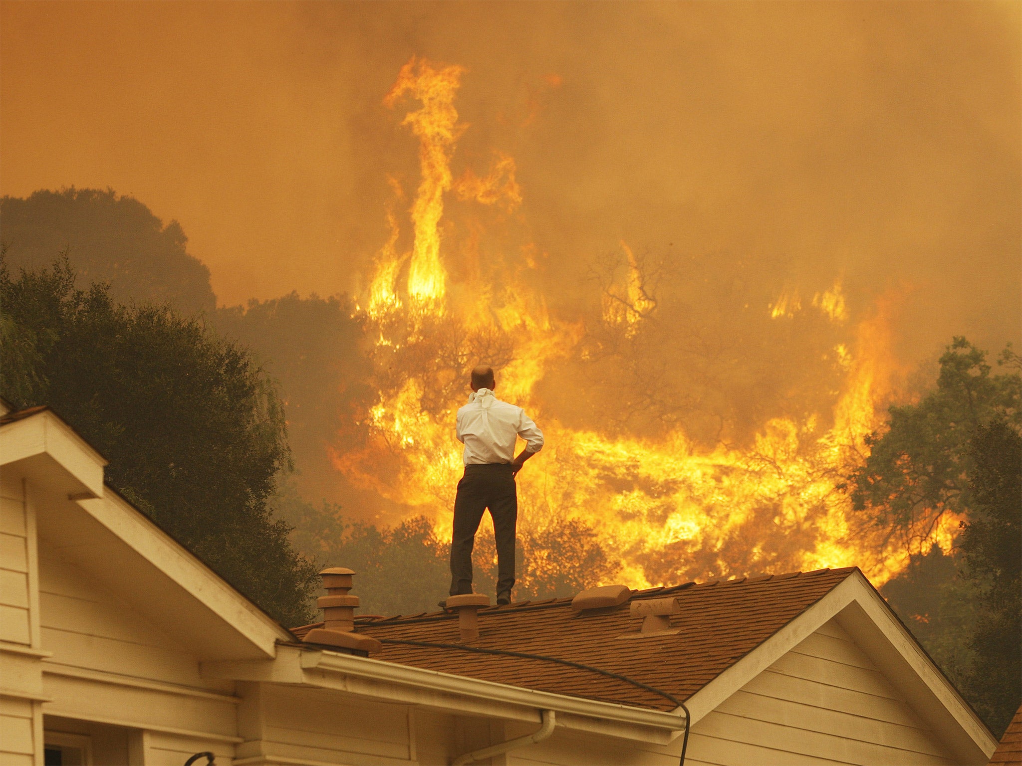 Ablaze: Forest fires threaten homes near Camarillo, California in 2013 (Getty)