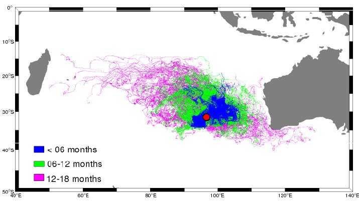 Oceanographers at the University of Western Australia drew up this map of where MH370 debris could have drifted