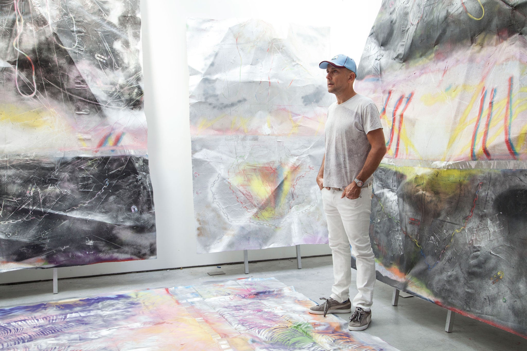 Cap that: Marc Quinn in his central London studio