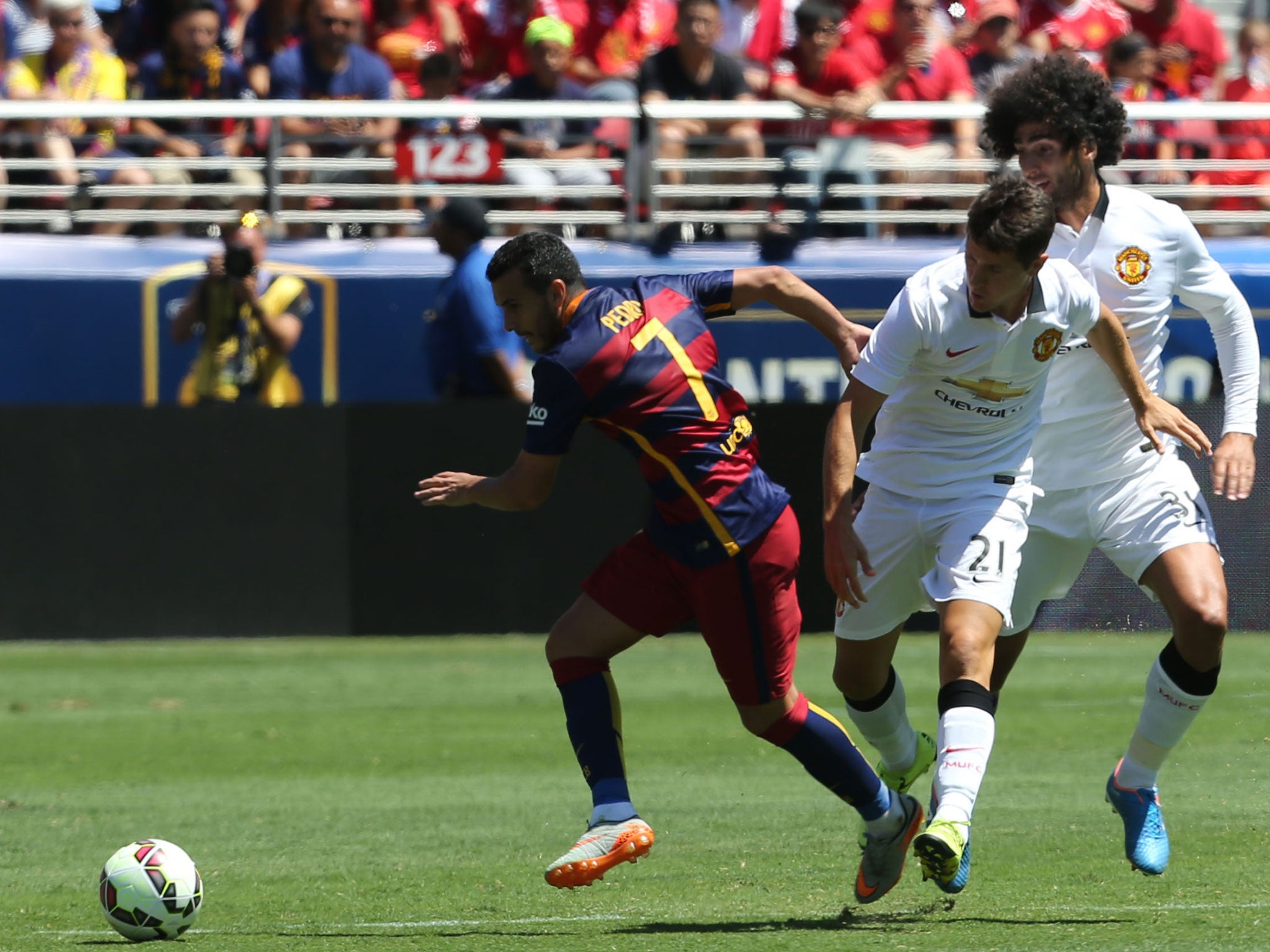 Pedro in action against Manchester United