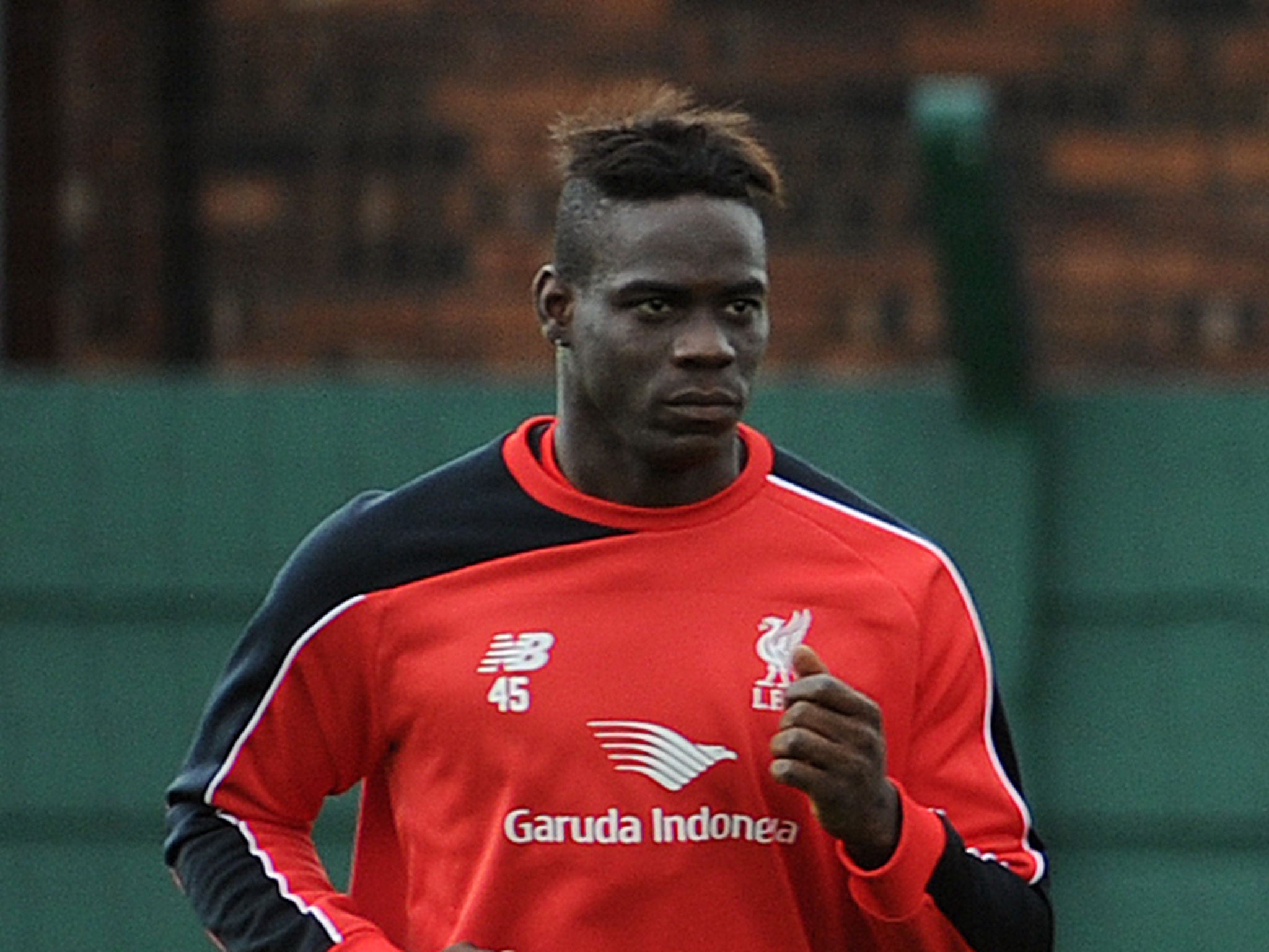 Mario Balotelli during Liverpool training this week