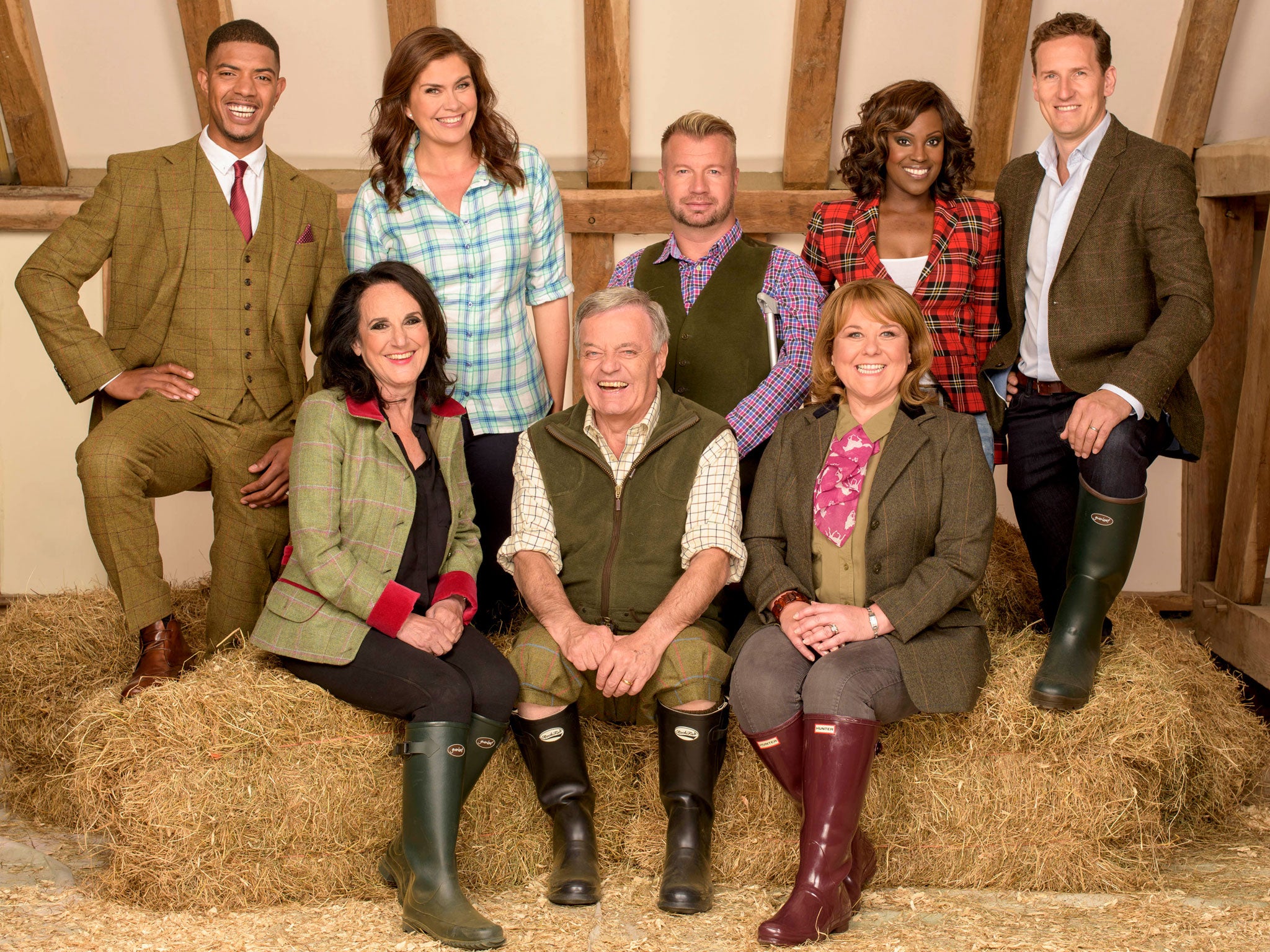 The Flockstars cast (l-r, back row) Fazer, Amanda Lamb, Lee Pearson, Kelle Bryan and Brendan Cole (l-r,front) Lesley Joseph Tony Blackburn and Wendi Peters