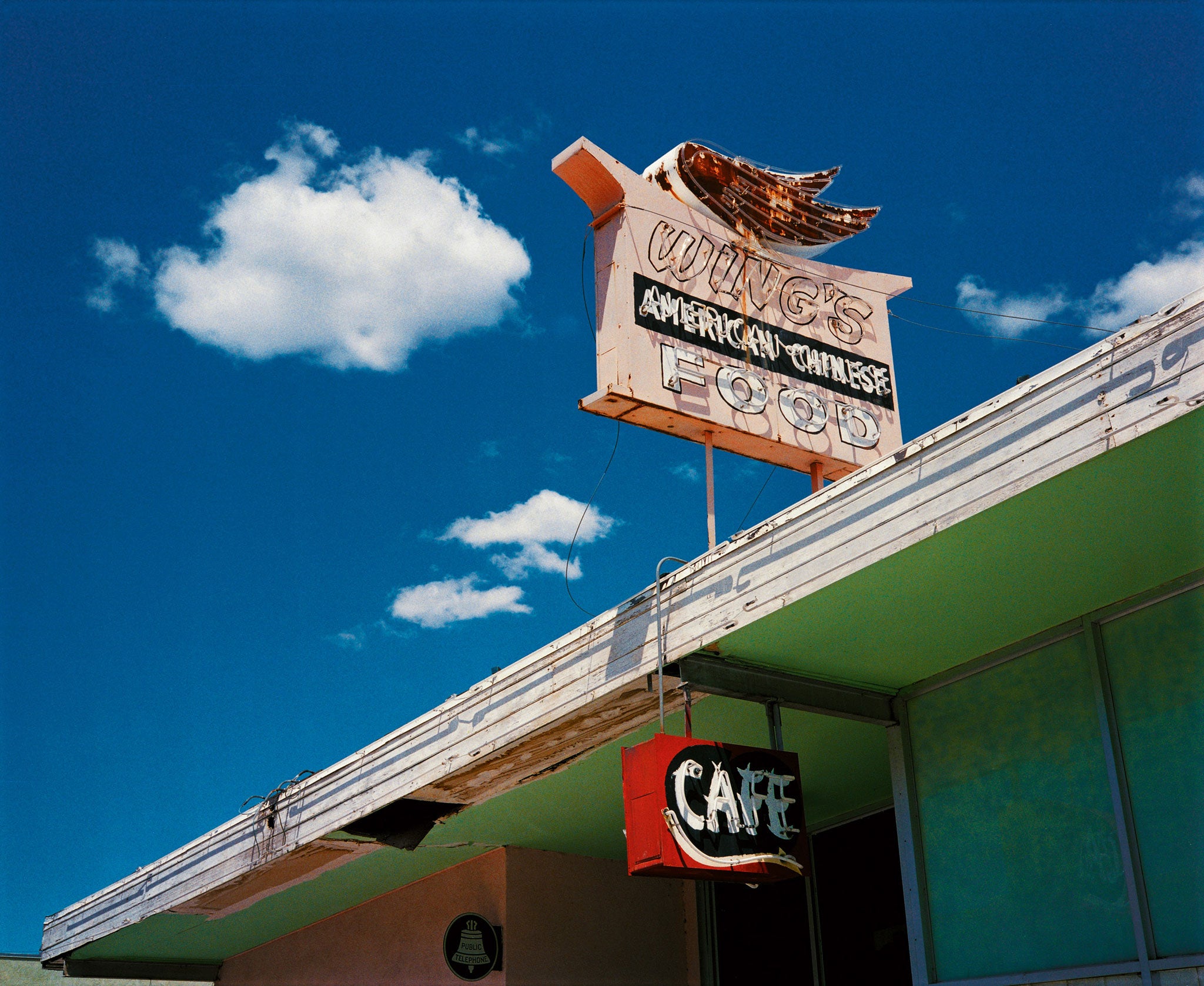 Wenders captured the perennial blue skies, retro signs and kitsch interiors that fans of the film will recognise