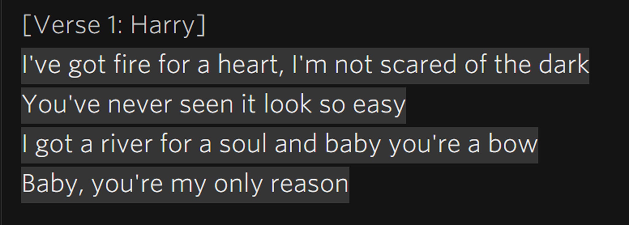 The lyrics should read “I got a river for a soul and baby you're a boat”
