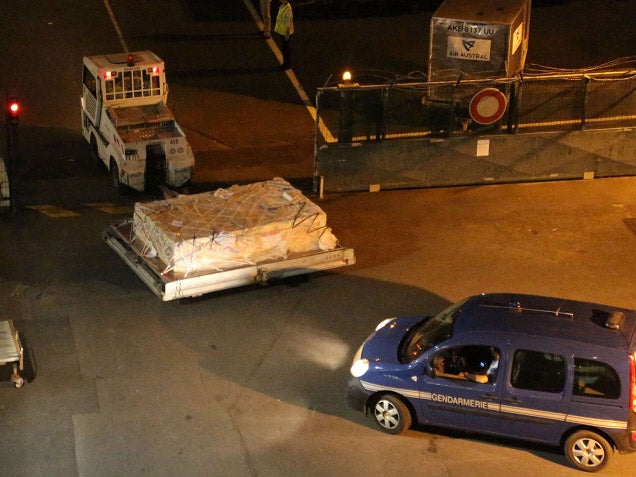 The debris was flown to Paris in a crate