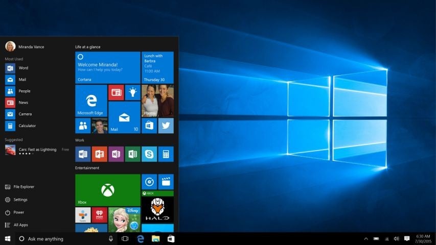 What Microsoft 10's new home screen looks like