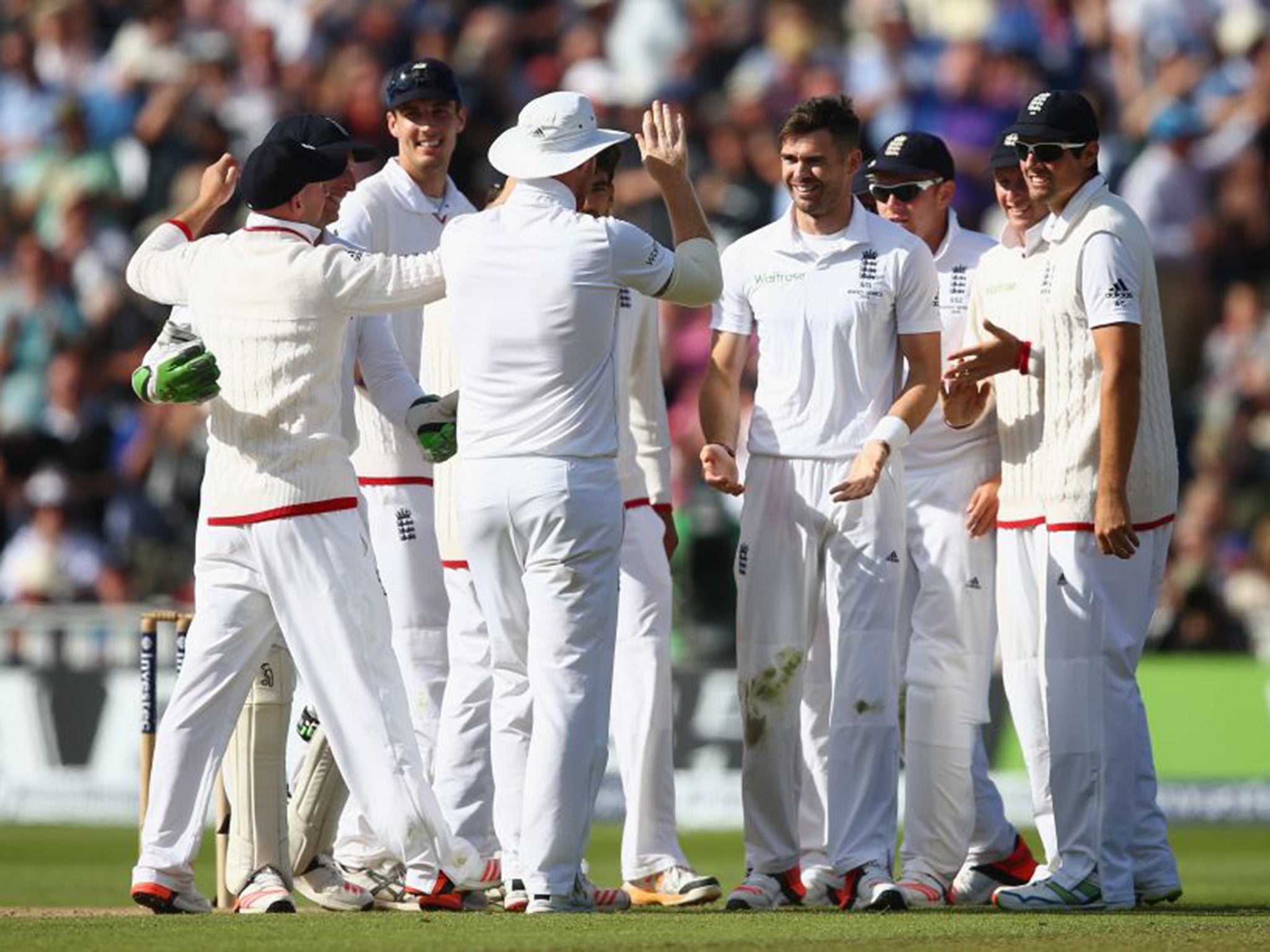 Jimmy Anderson, centre, was back on form at Edgbaston but now England must learn to live without their talisman