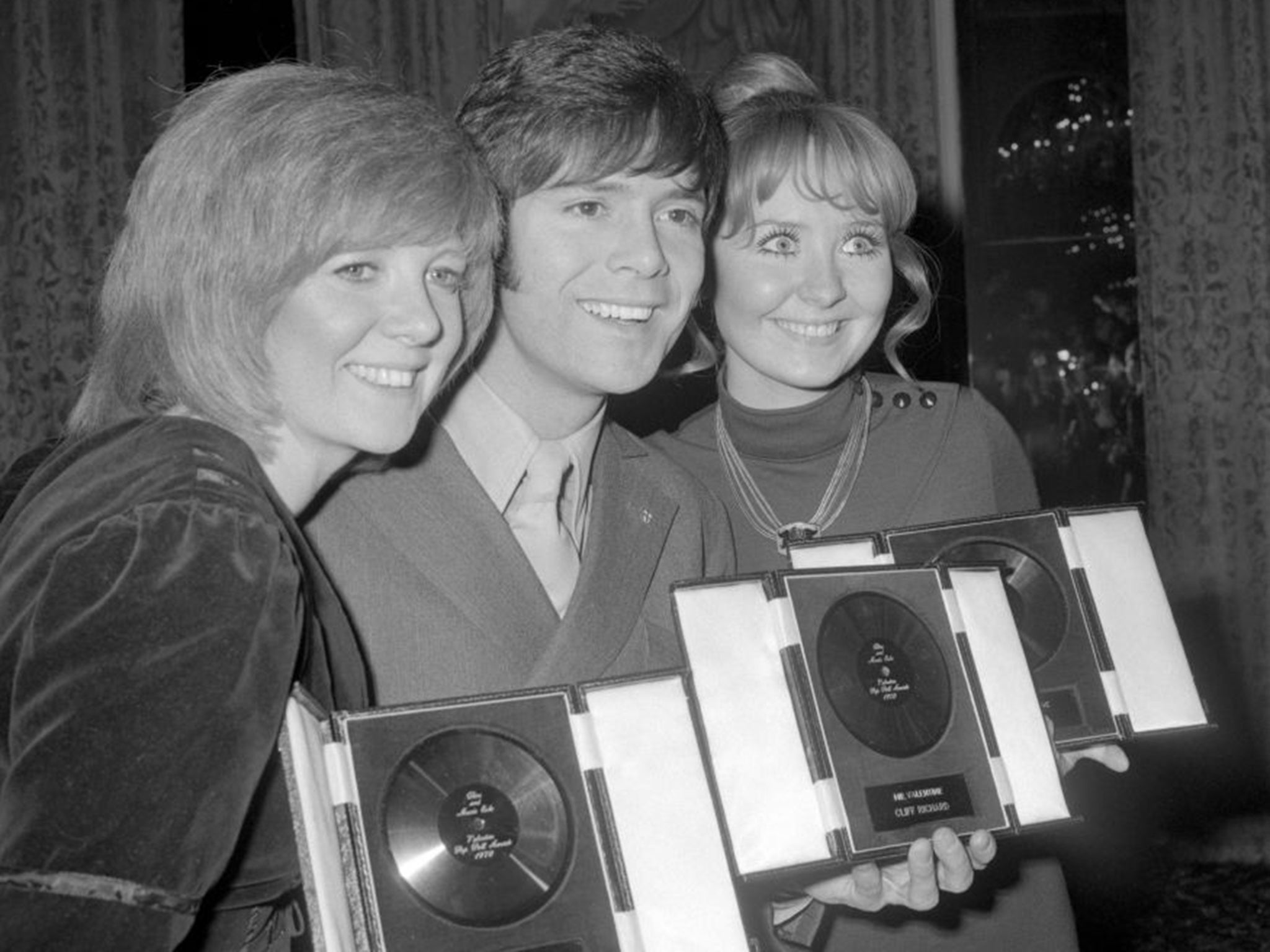 Cilla with Cliff Richard and Lulu at the Disc and Music Echo awards in 1970